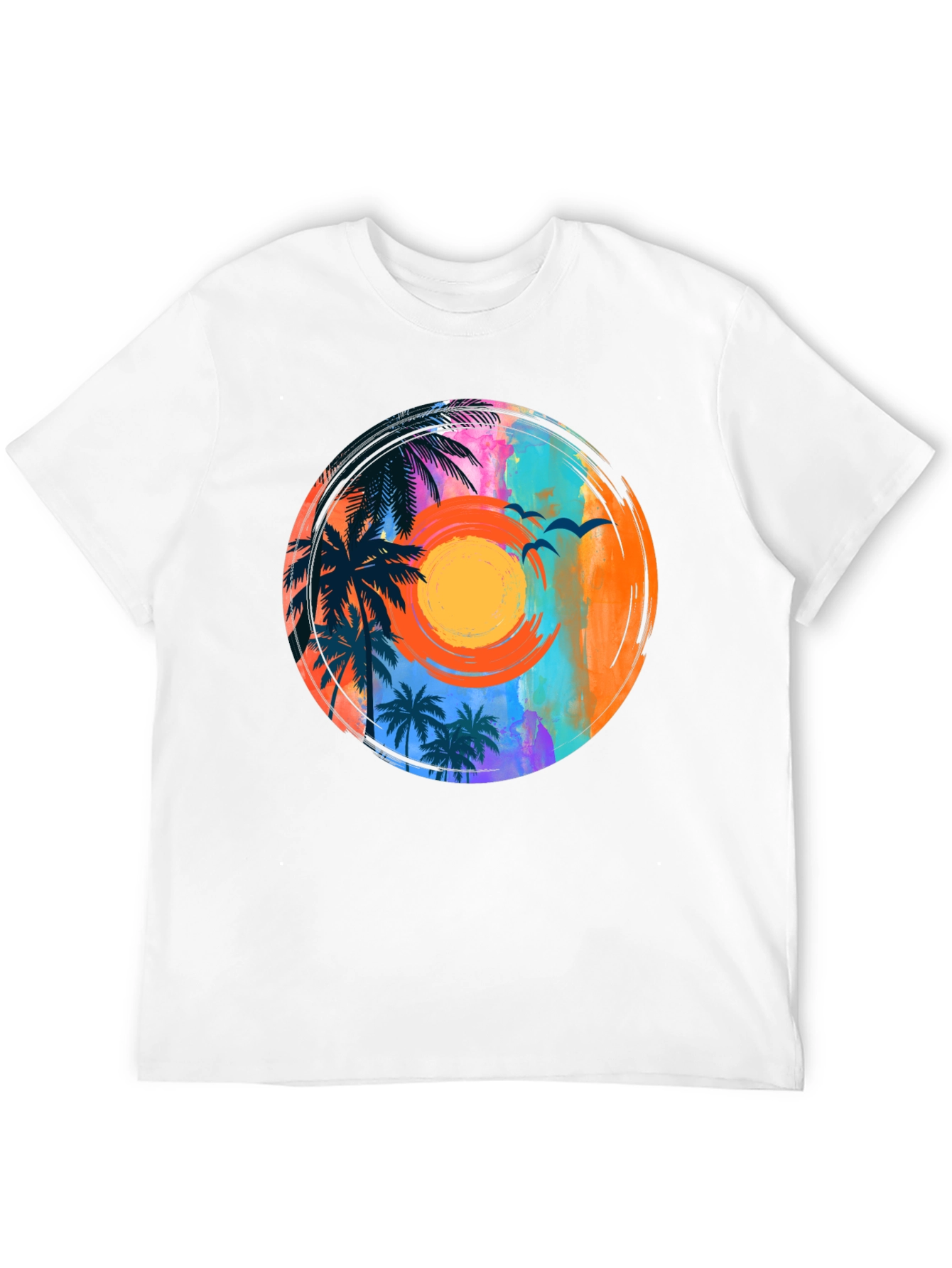 Sunset Palm Tee: Tropical Vibe Graphic T-Shirt