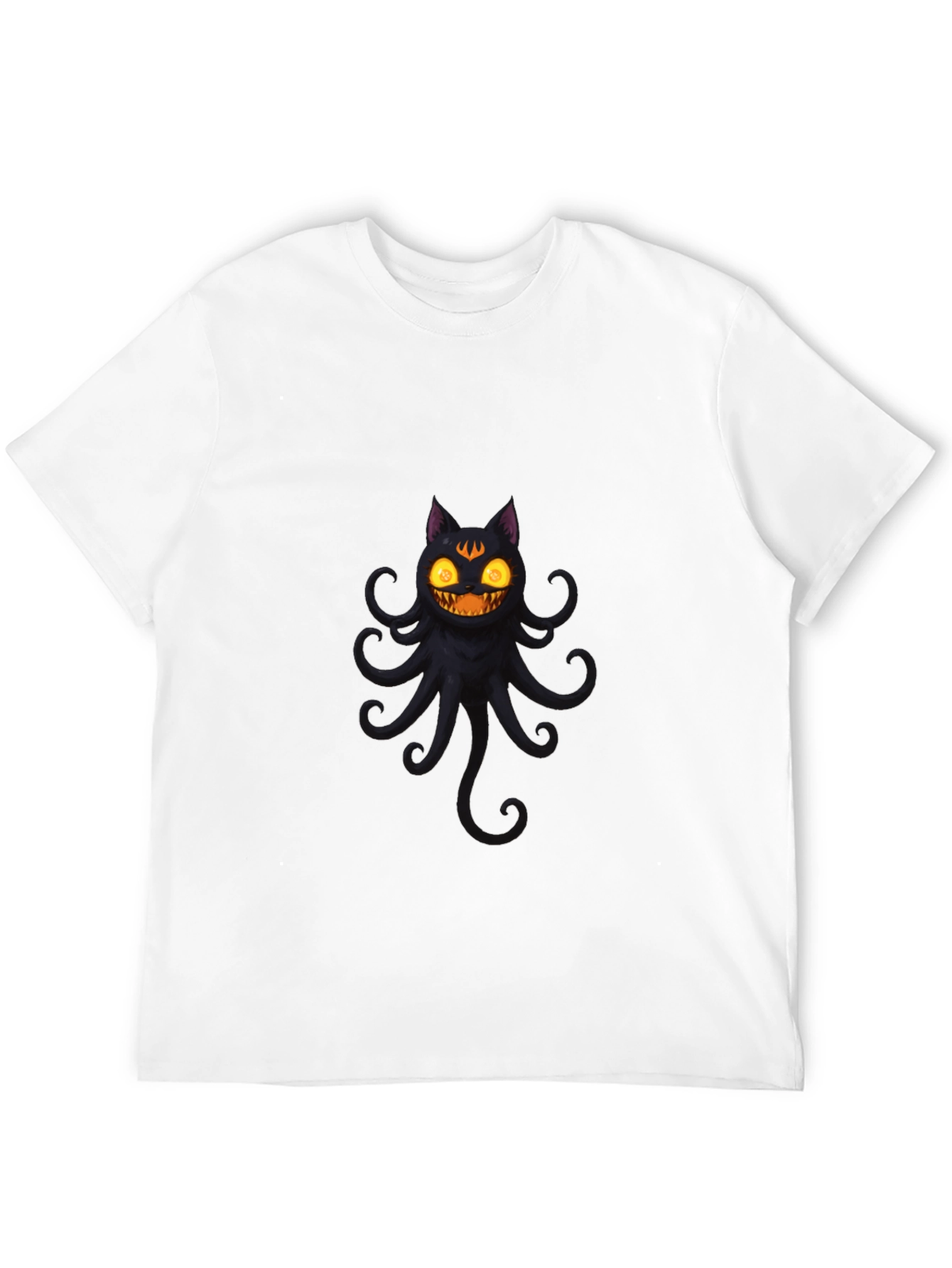Spooky Cat Octopus Black T-Shirt