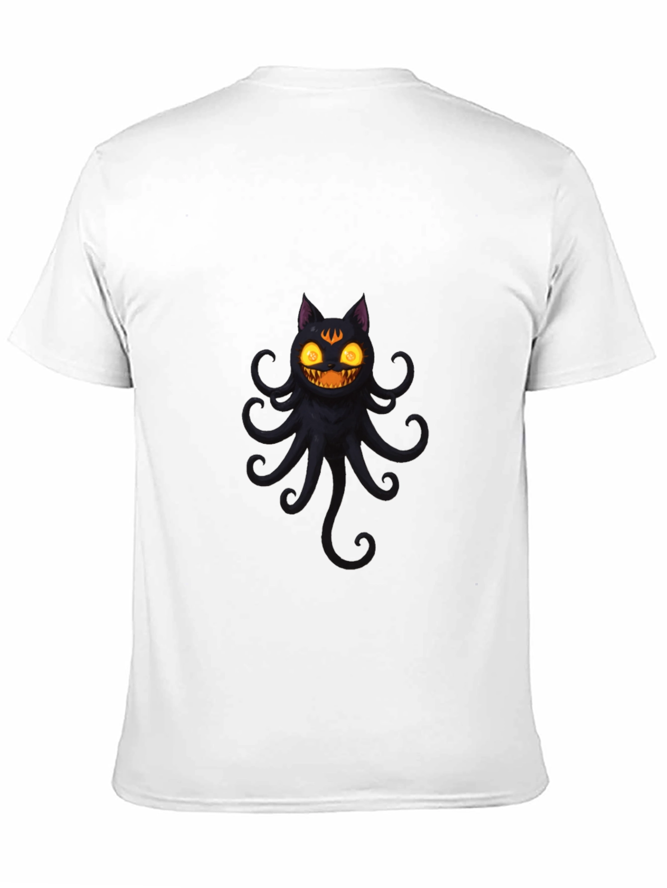 Spooky Cat Octopus Black T-Shirt