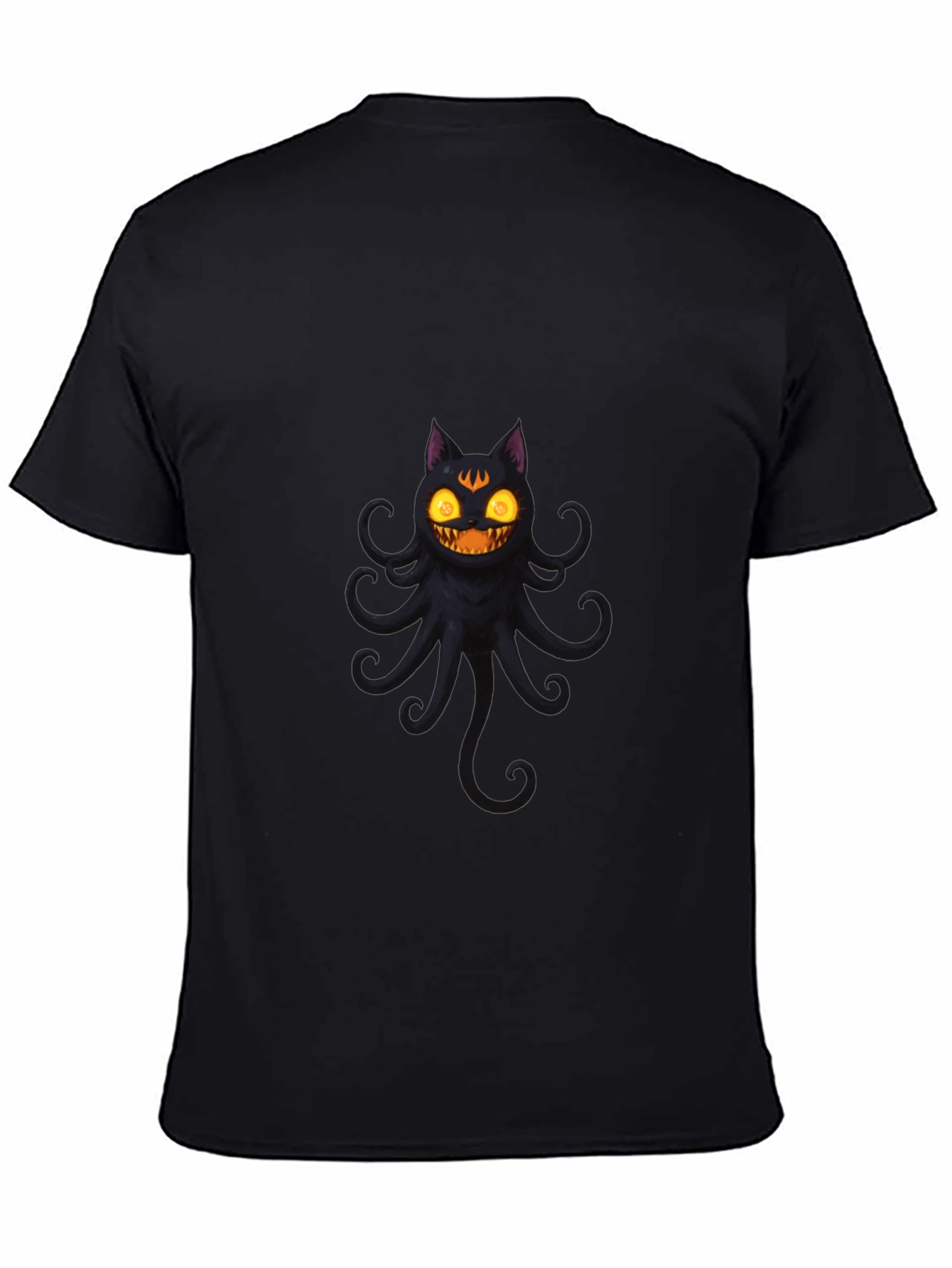 Spooky Cat Octopus Black T-Shirt