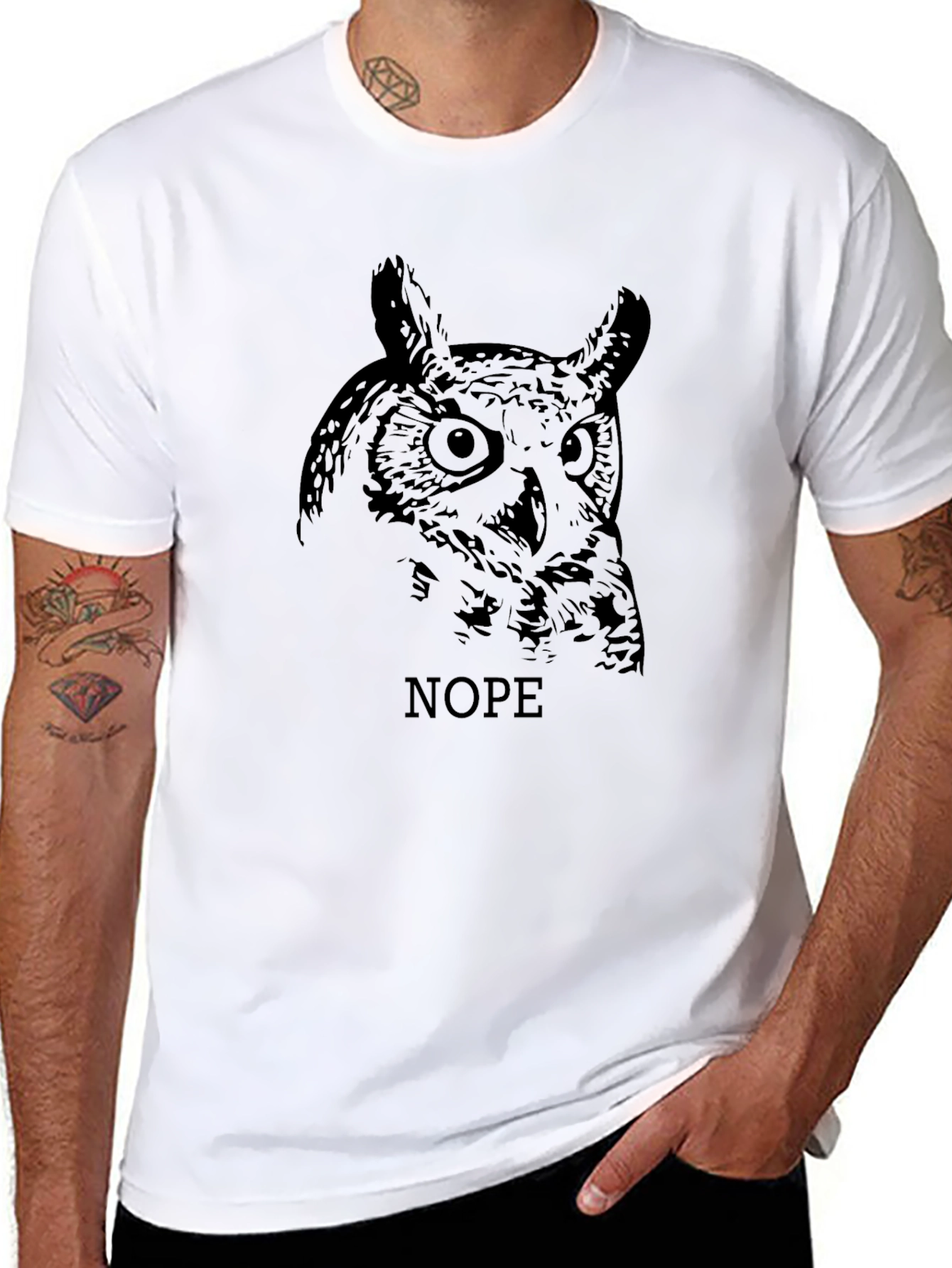 Owl Nope Graphic Tee - Mens Black T-Shirt