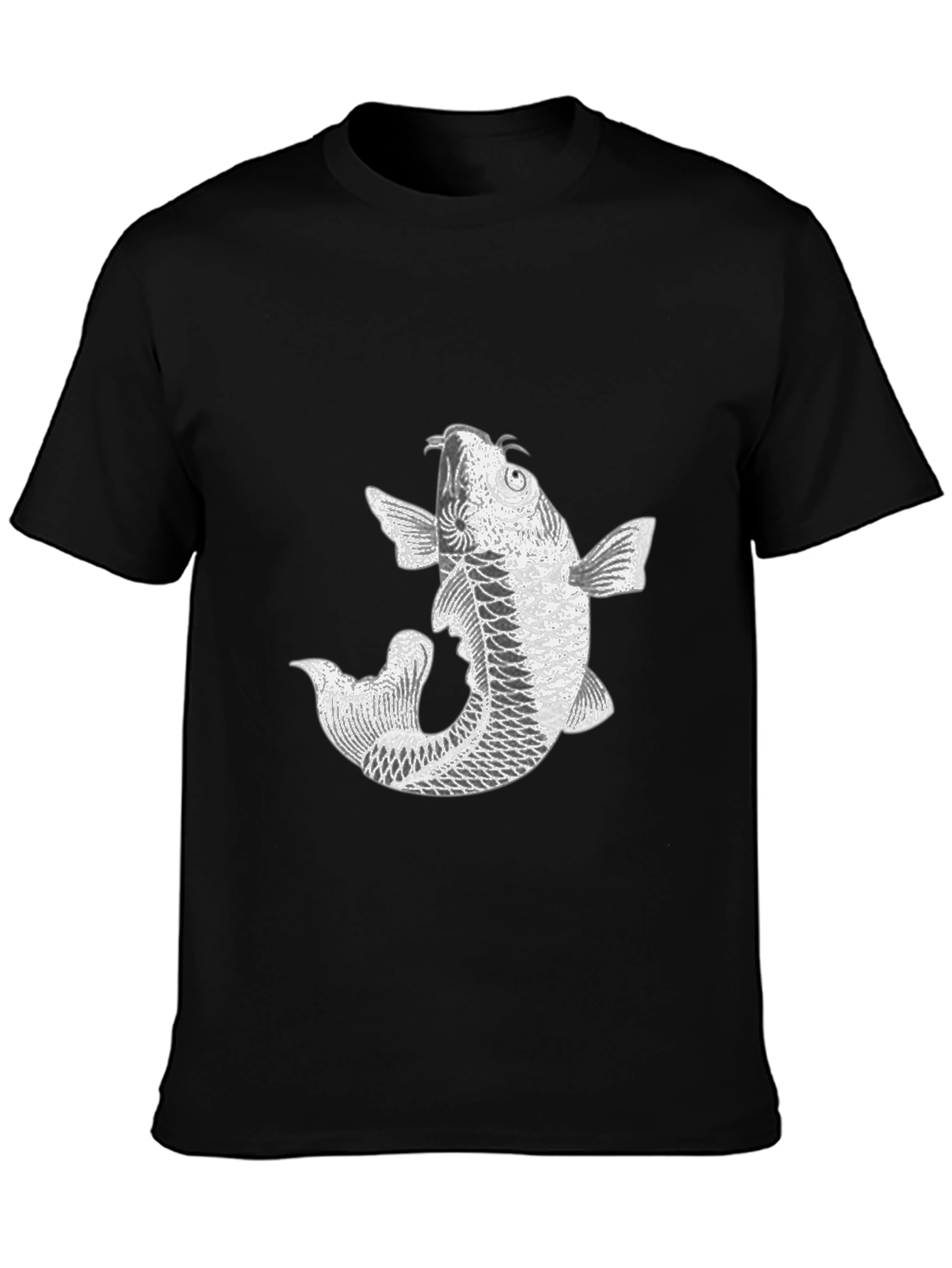 Koi Fish Graphic Tee - Black Cotton Blend