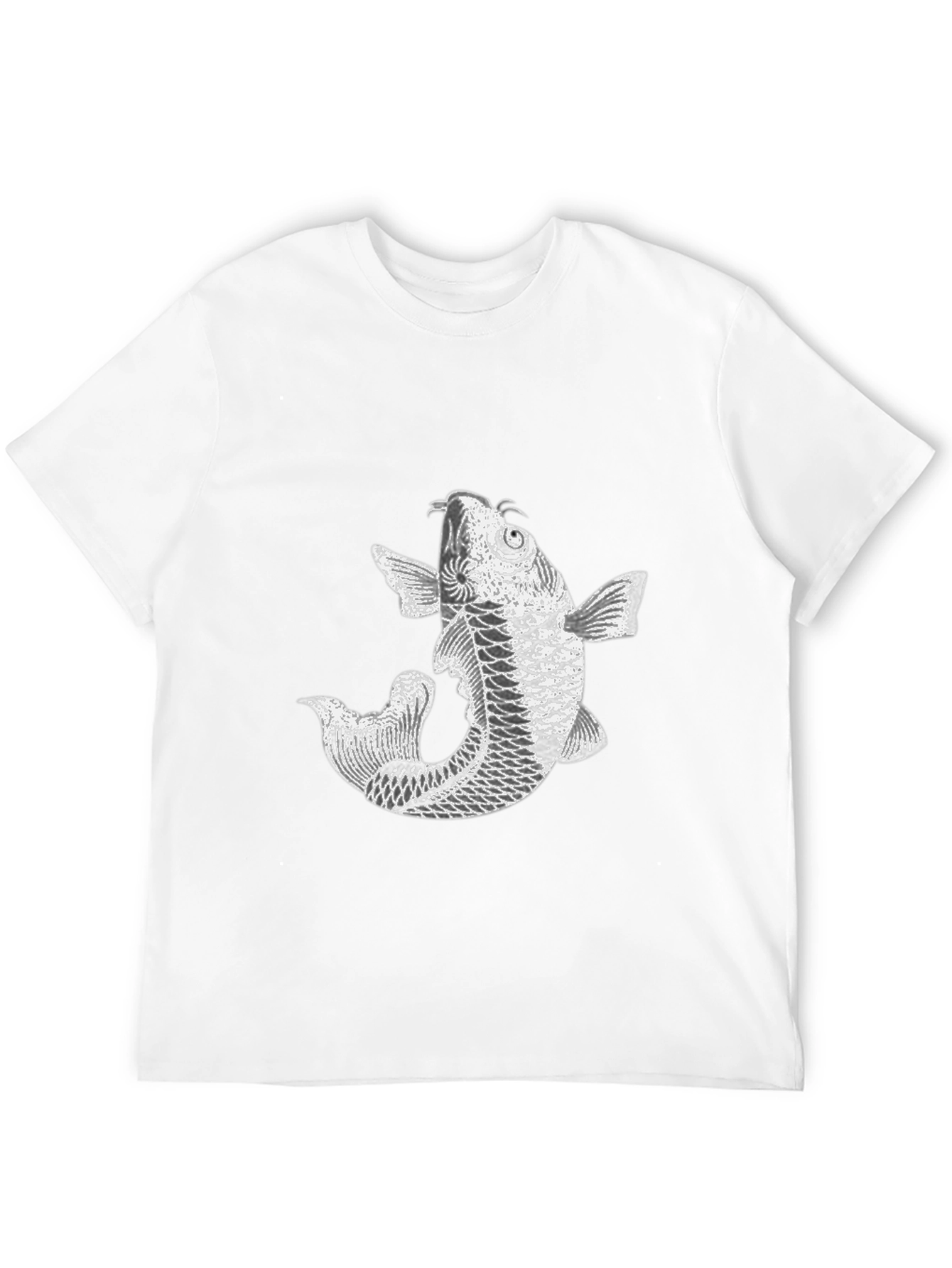 Koi Fish Graphic Tee - Black Cotton Blend