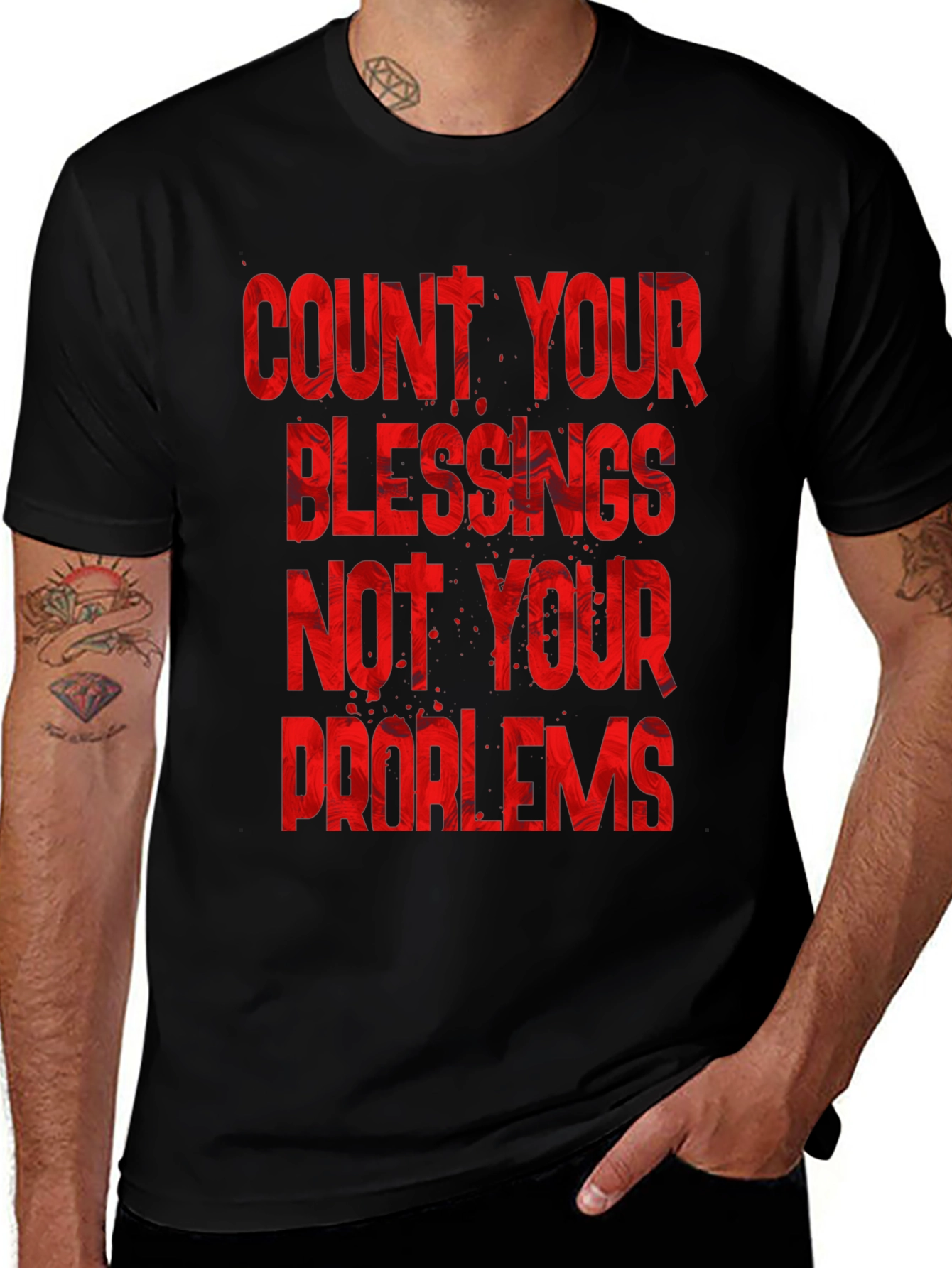 Count Your Blessings Graphic Tee - Motivational Black T-Shirt
