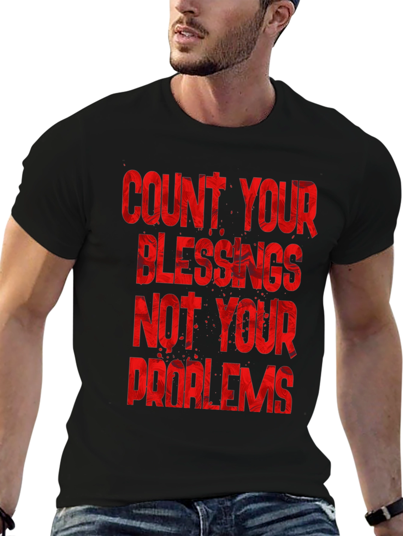 Count Your Blessings Graphic Tee - Motivational Black T-Shirt