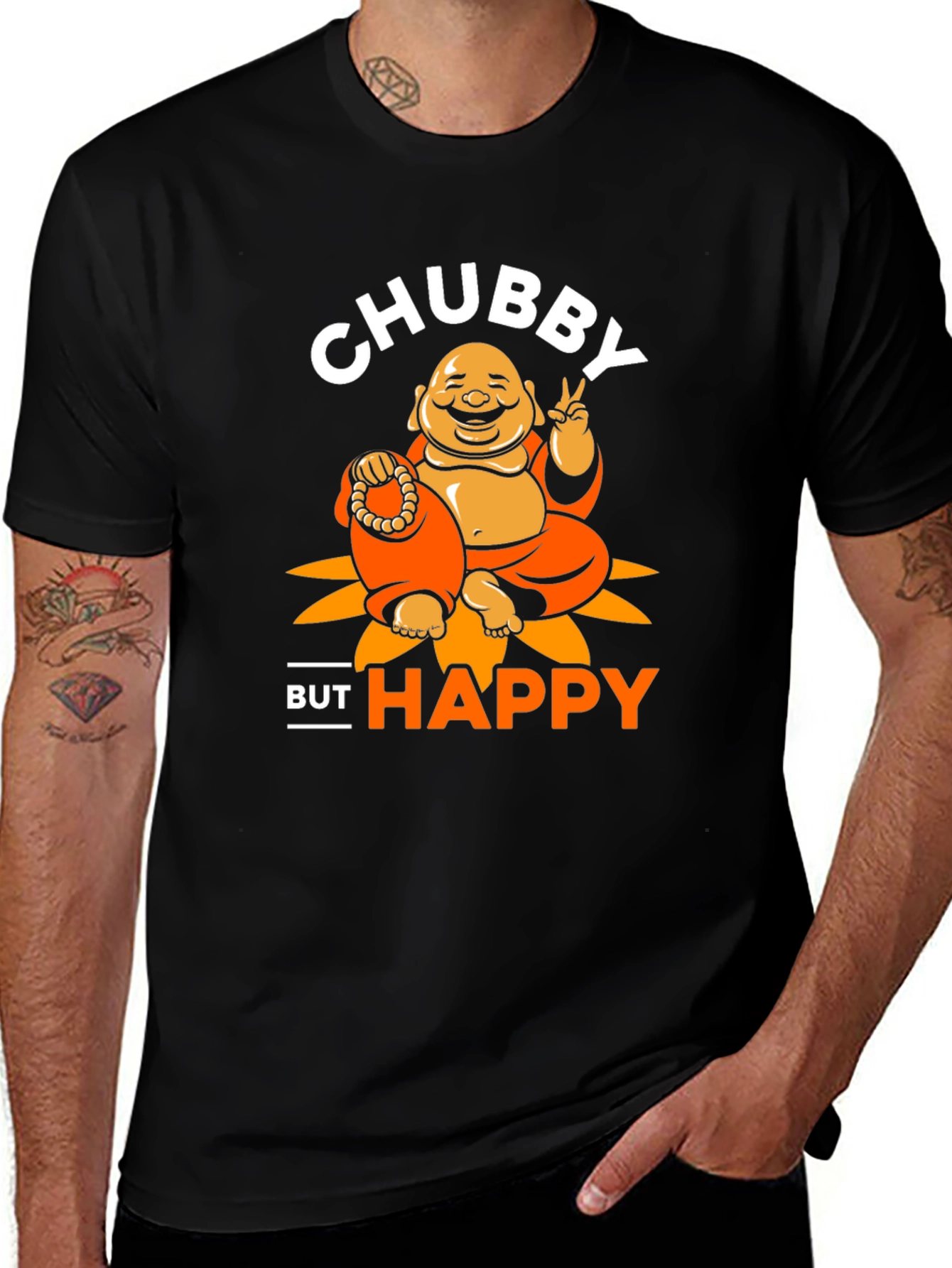 Chubby Buddha Graphic T-Shirt - Happy Vibes