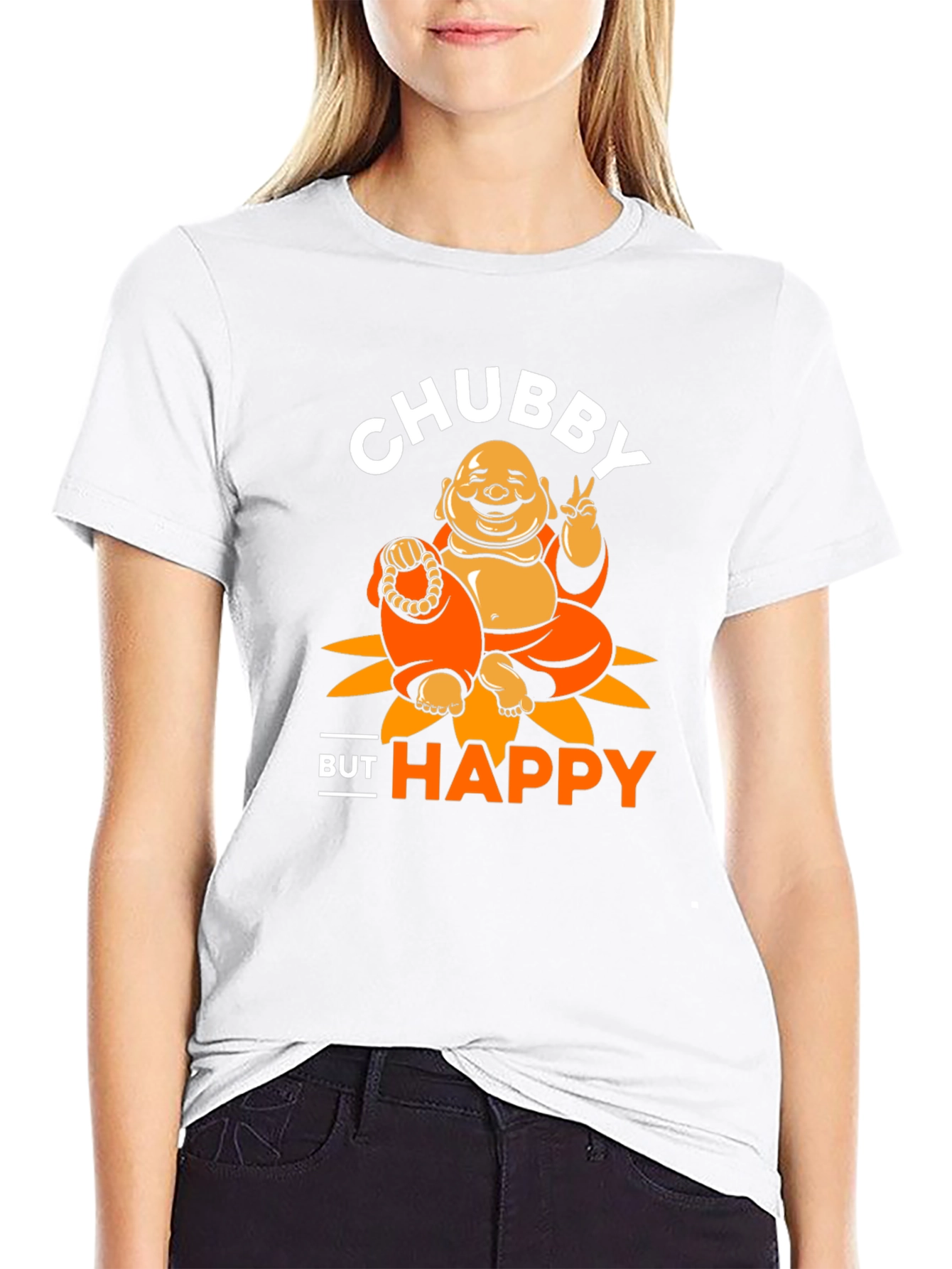 Chubby Buddha Graphic T-Shirt - Happy Vibes