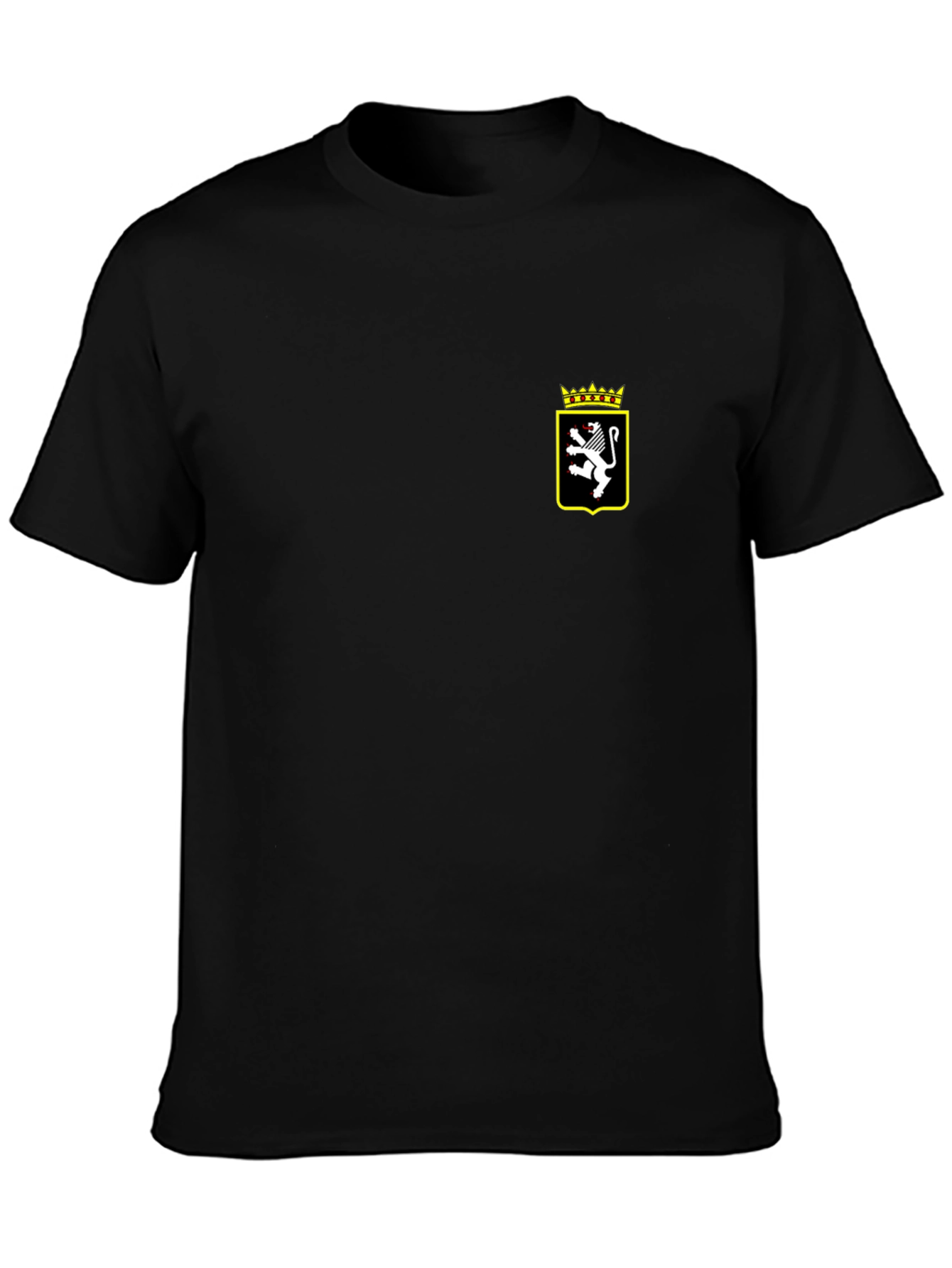 Embroidered Lion Crest Black T-Shirt