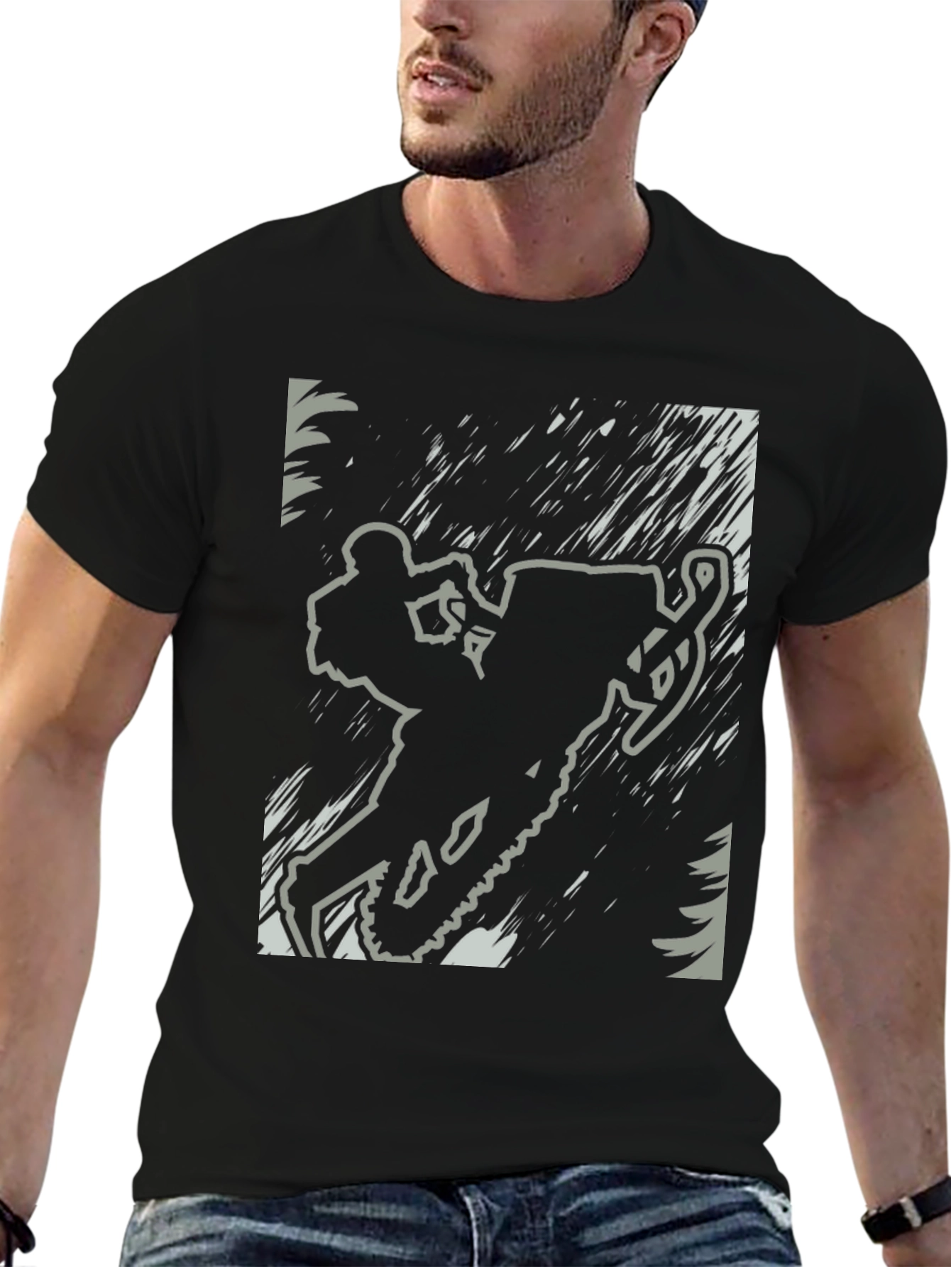 Snowmobile Rider Graphic Tee - Black