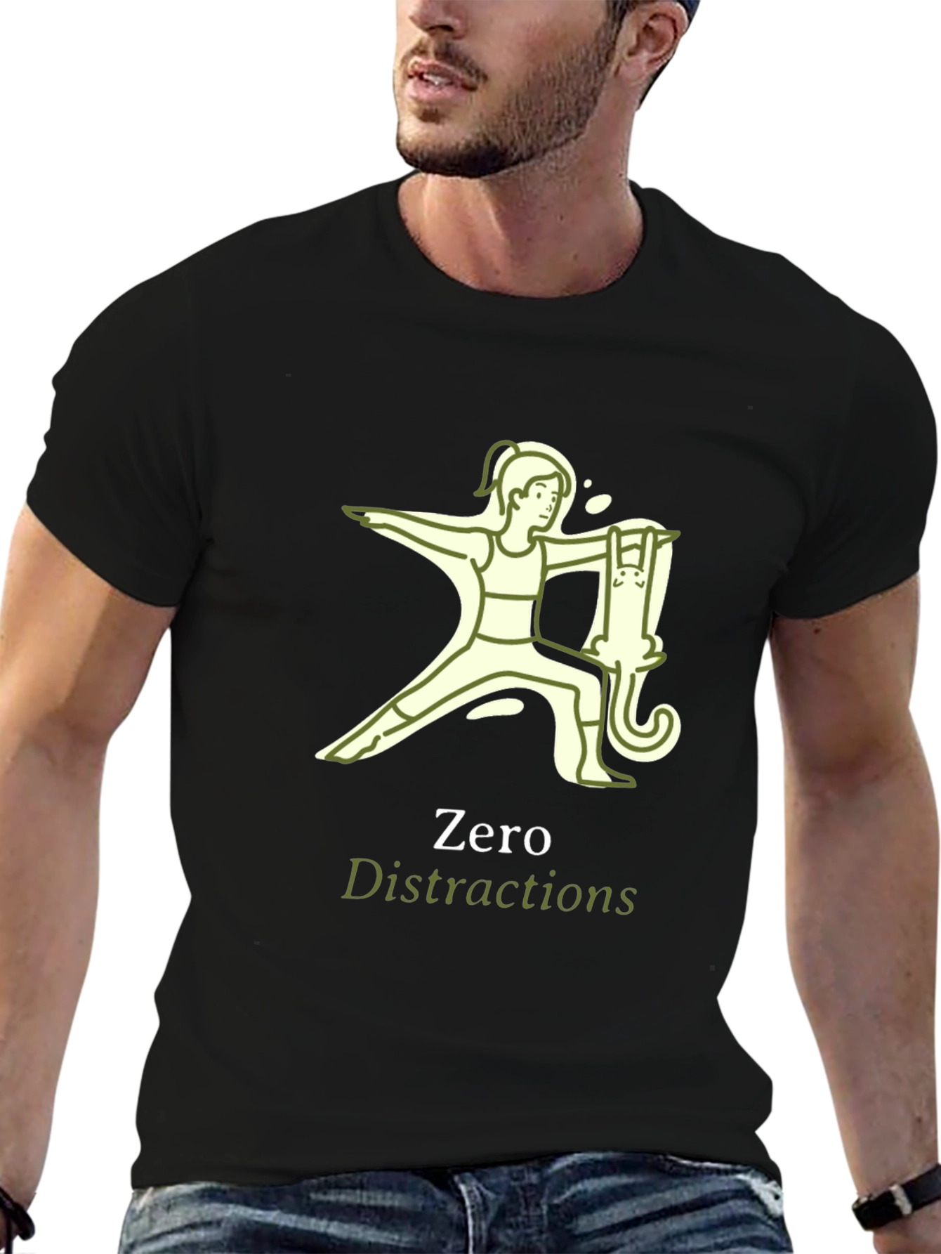 Zero Distractions Yoga Cat T-Shirt