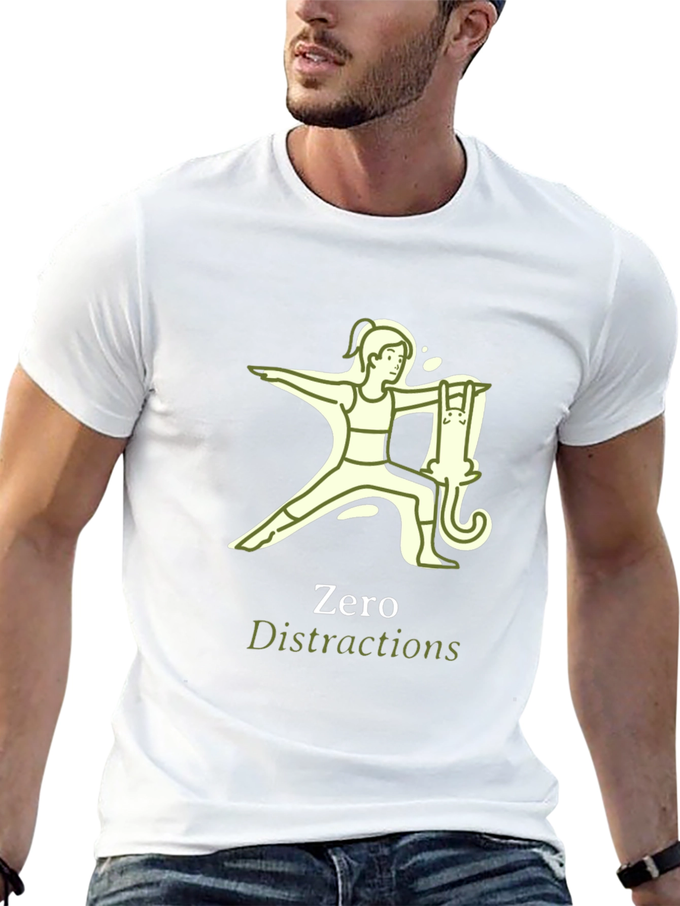 Zero Distractions Yoga Cat T-Shirt