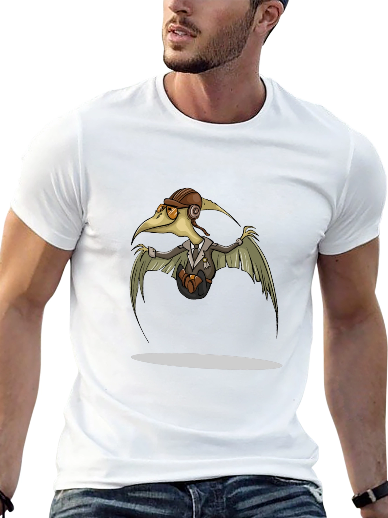 Steampunk Pterodactyl Pilot T-Shirt - Black