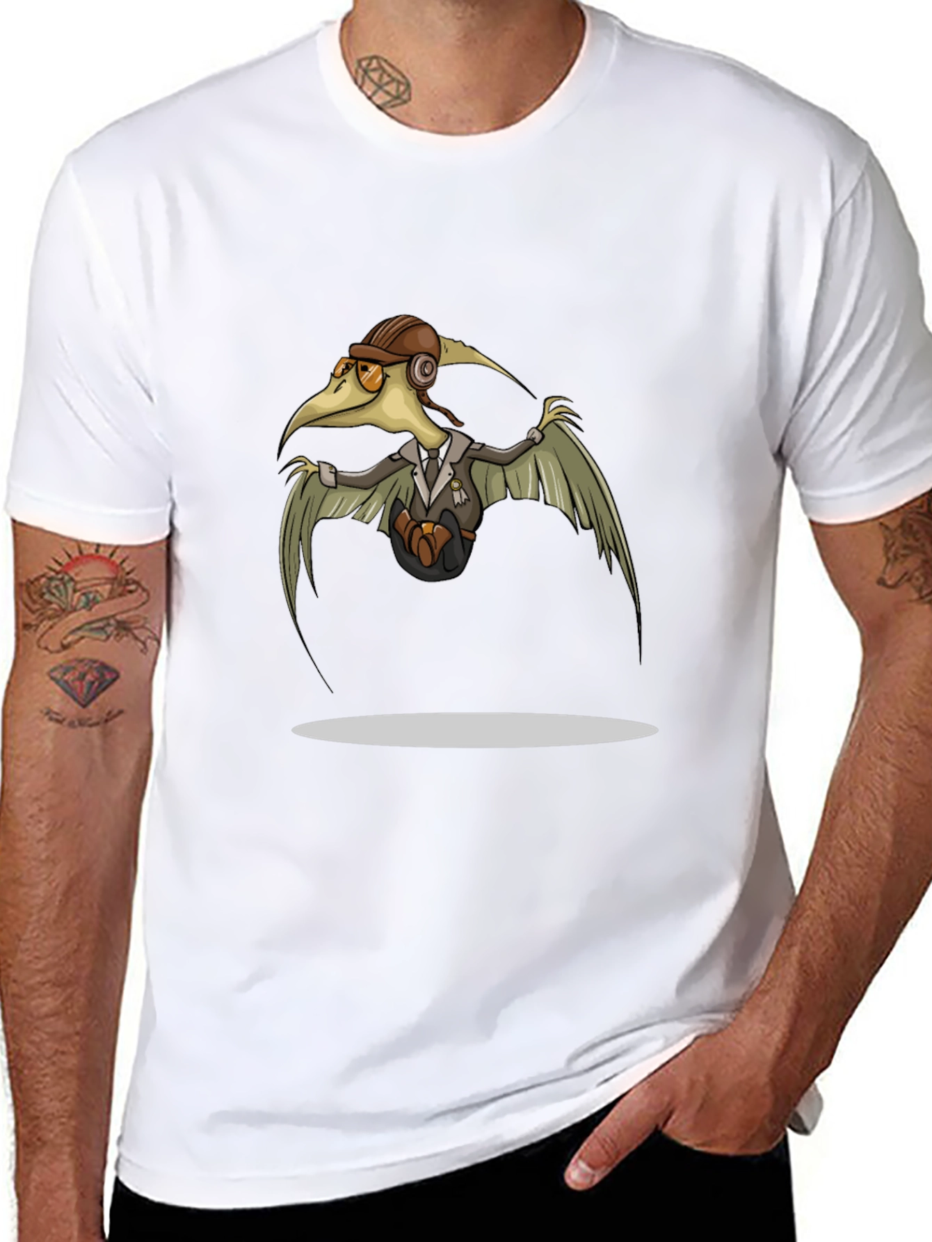 Steampunk Pterodactyl Pilot T-Shirt - Black