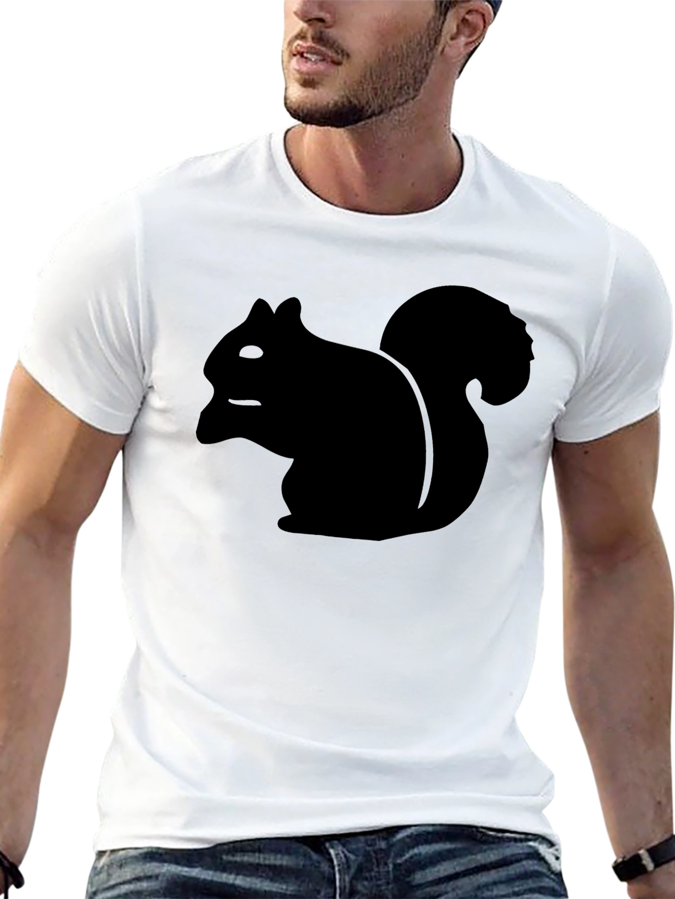 Squirrel Graphic Tee - Casual Black T-Shirt