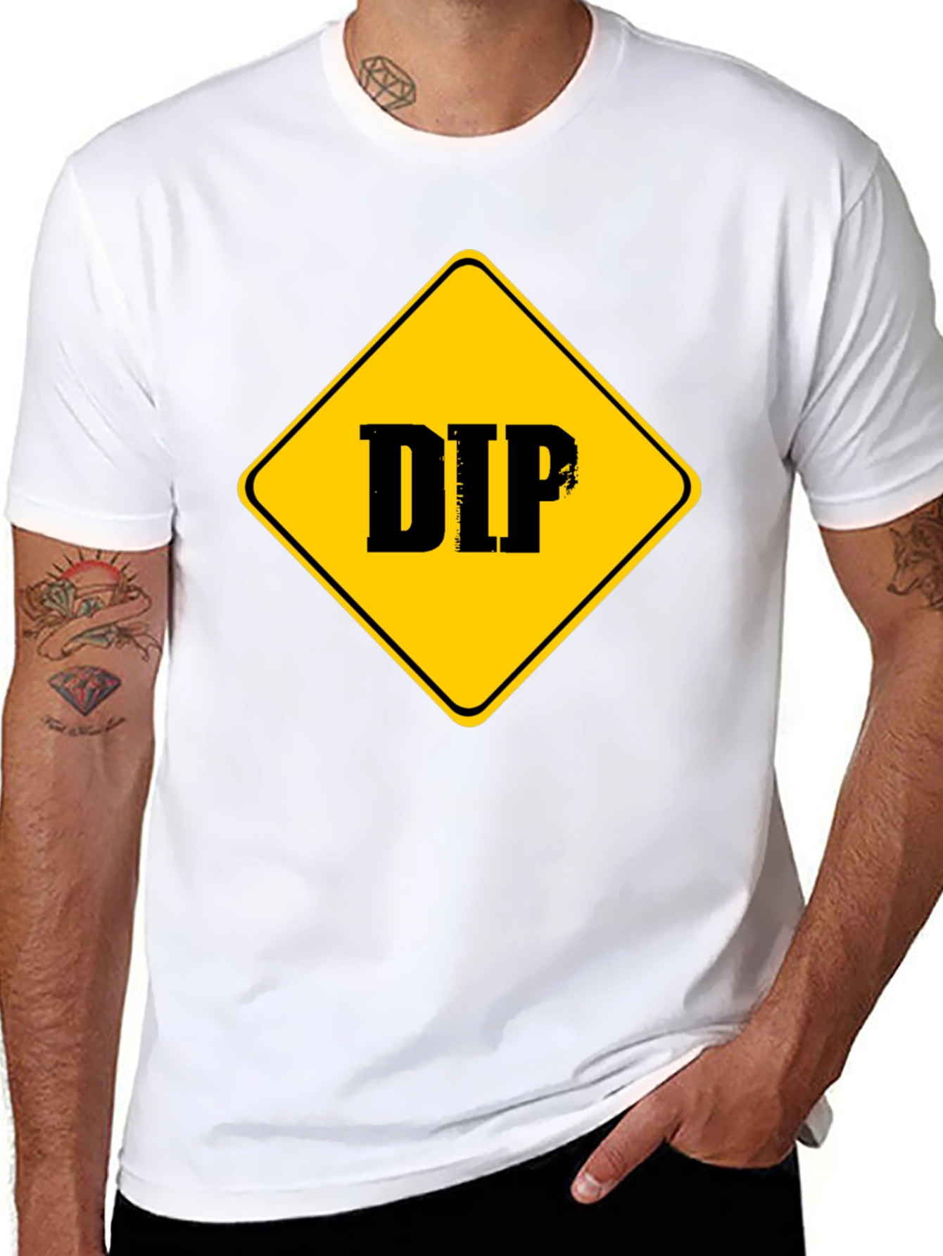 DIP Caution Sign Graphic Tee - Black Cotton T-Shirt
