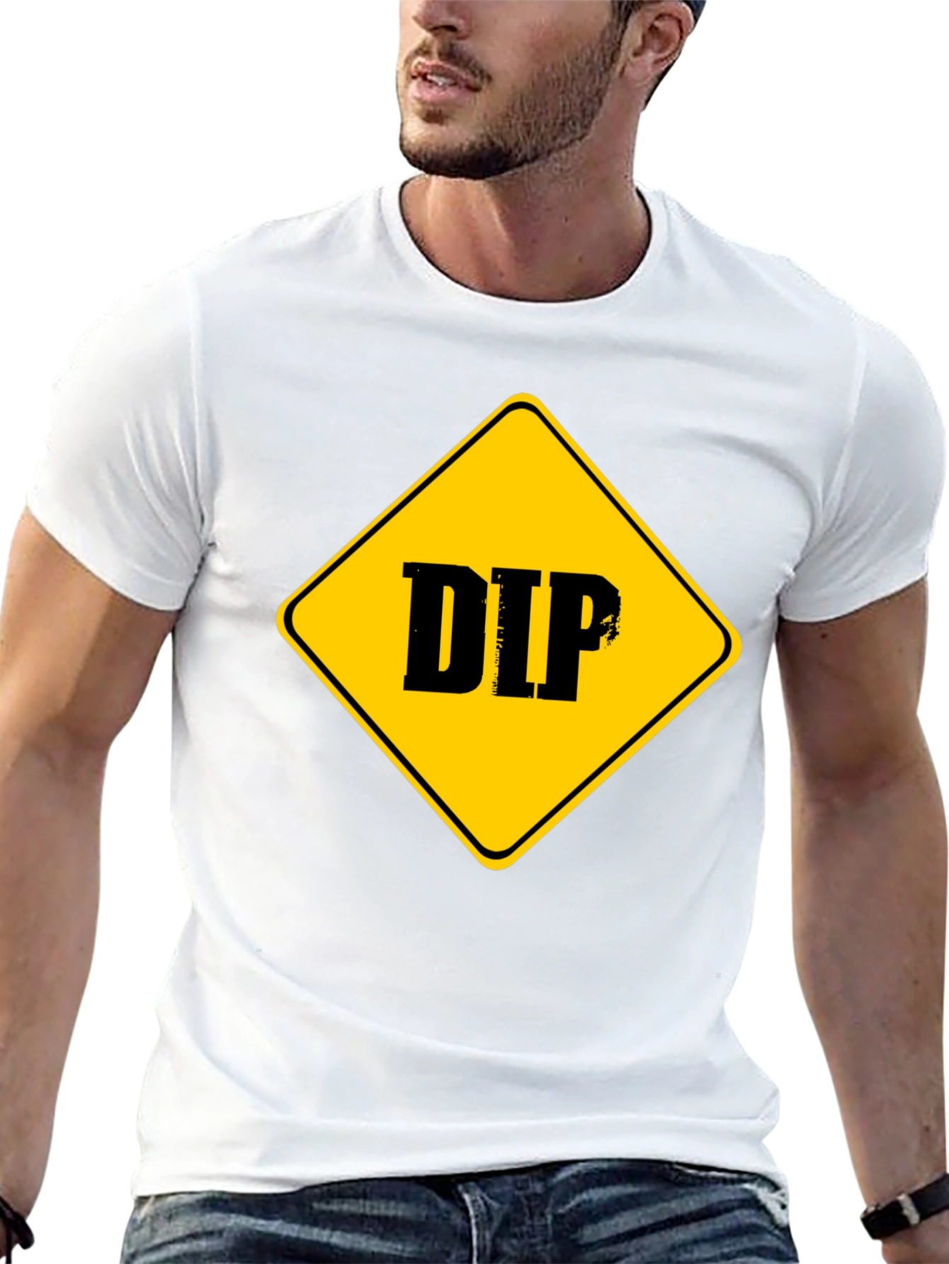 DIP Caution Sign Graphic Tee - Black Cotton T-Shirt
