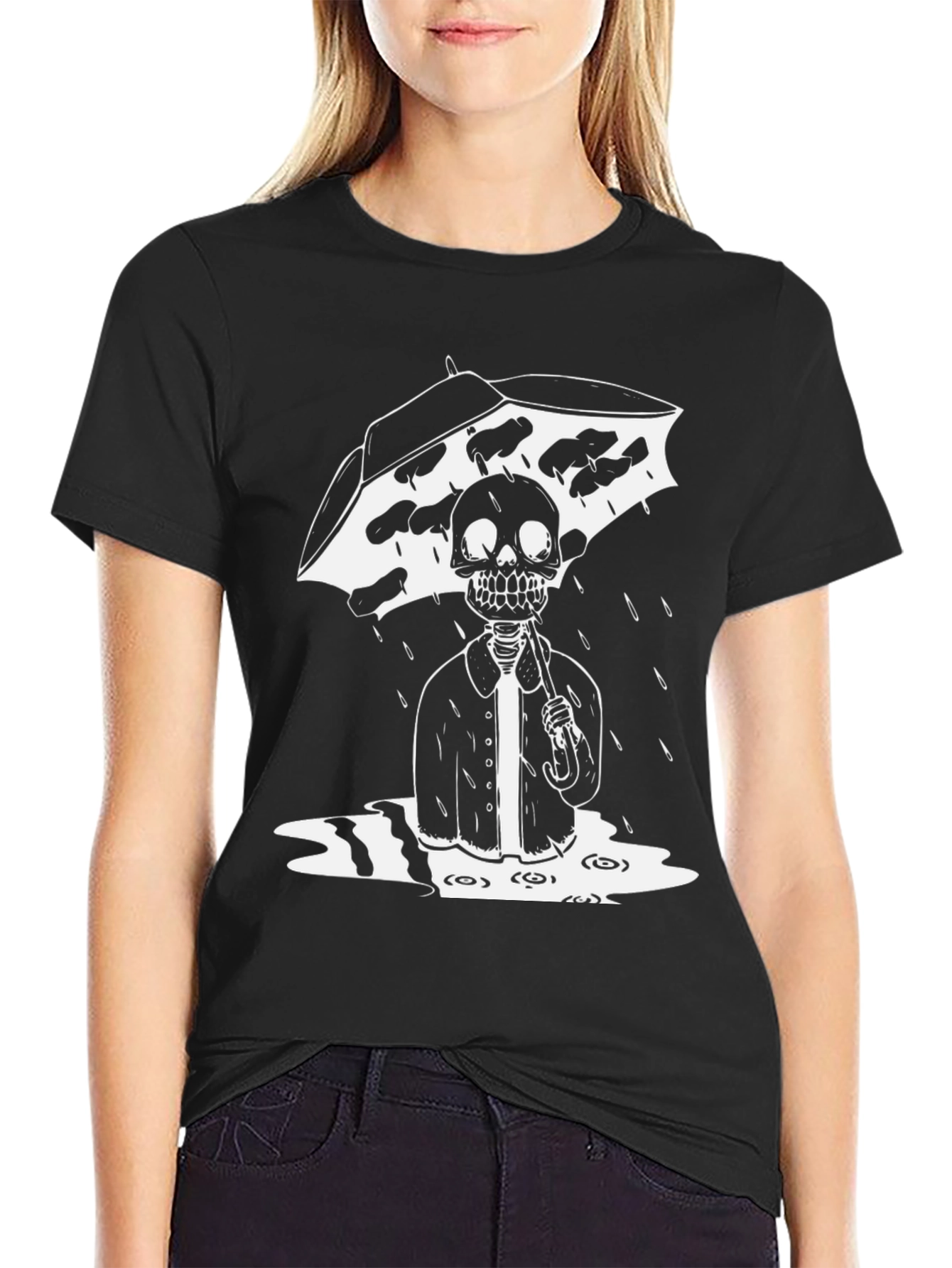 Skeleton Rain T-Shirt - Gothic Style