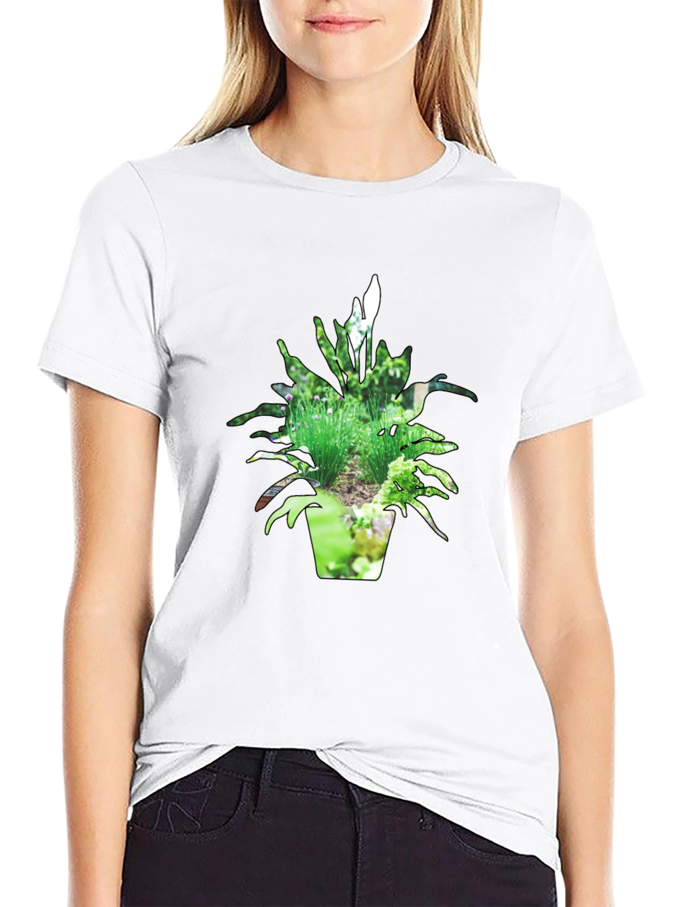 Nature Pot Plant Black T-Shirt
