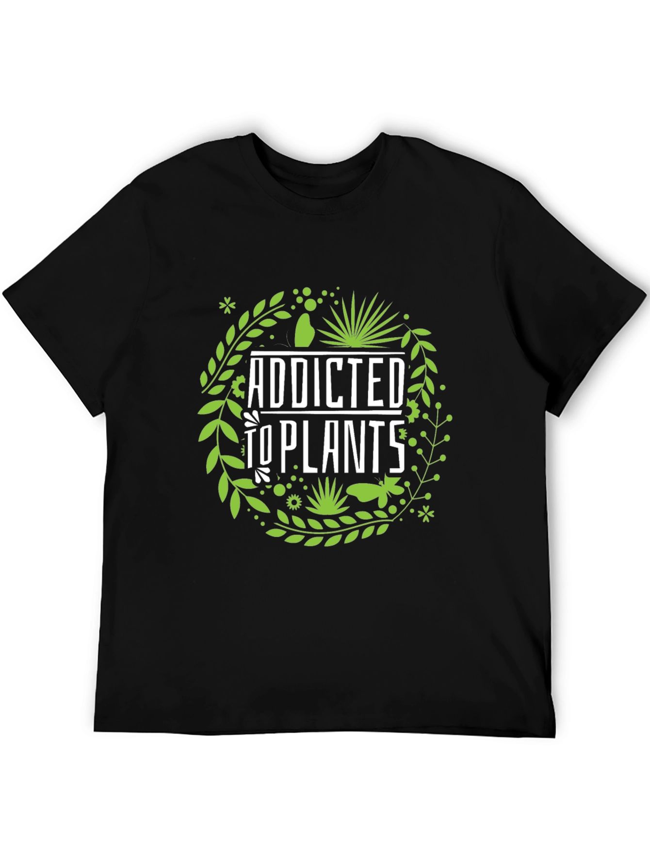 Addicted to Plants Graphic Tee - Black Cotton T-Shirt