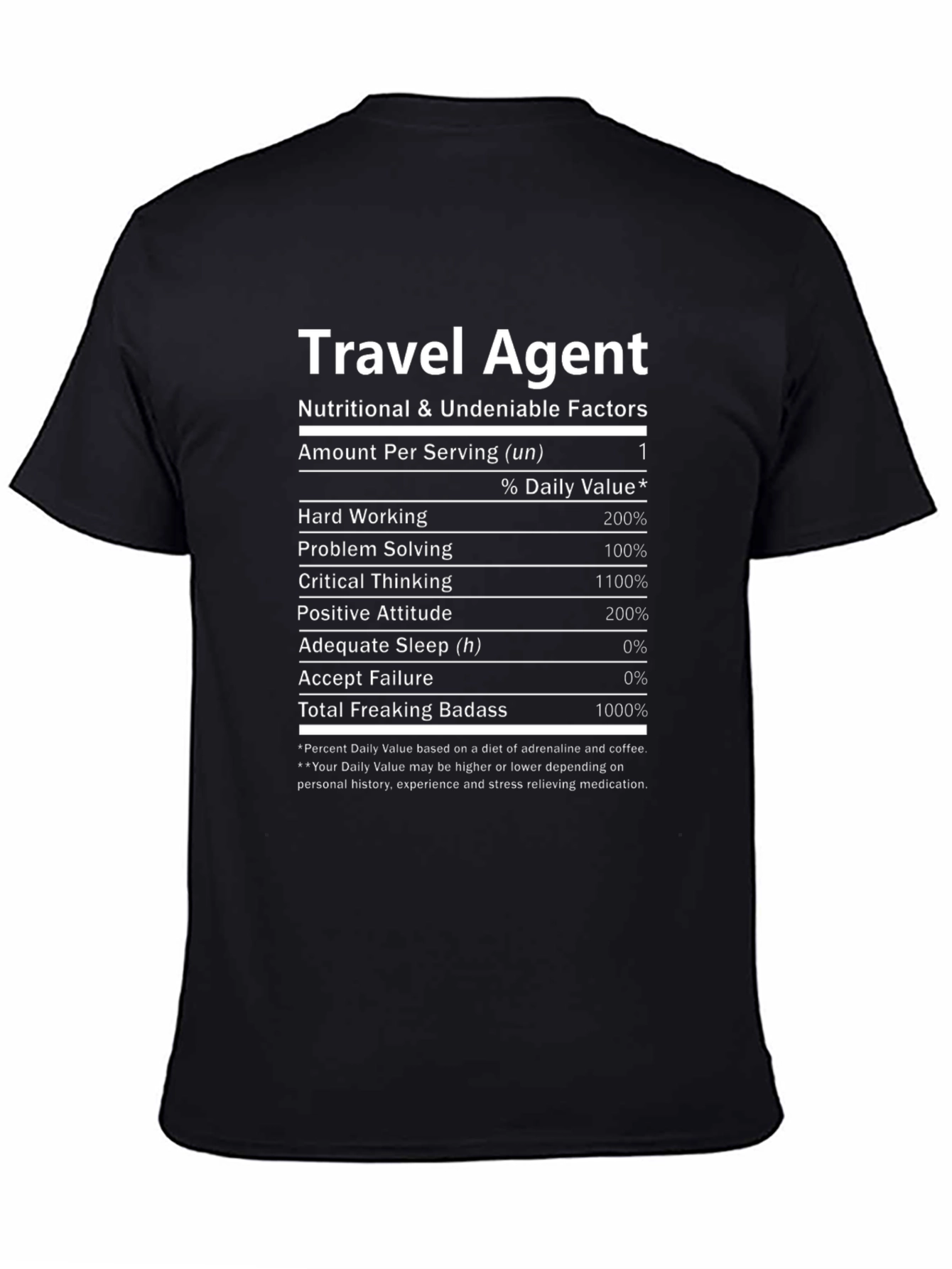 Travel Agent Nutritional Facts T-Shirt