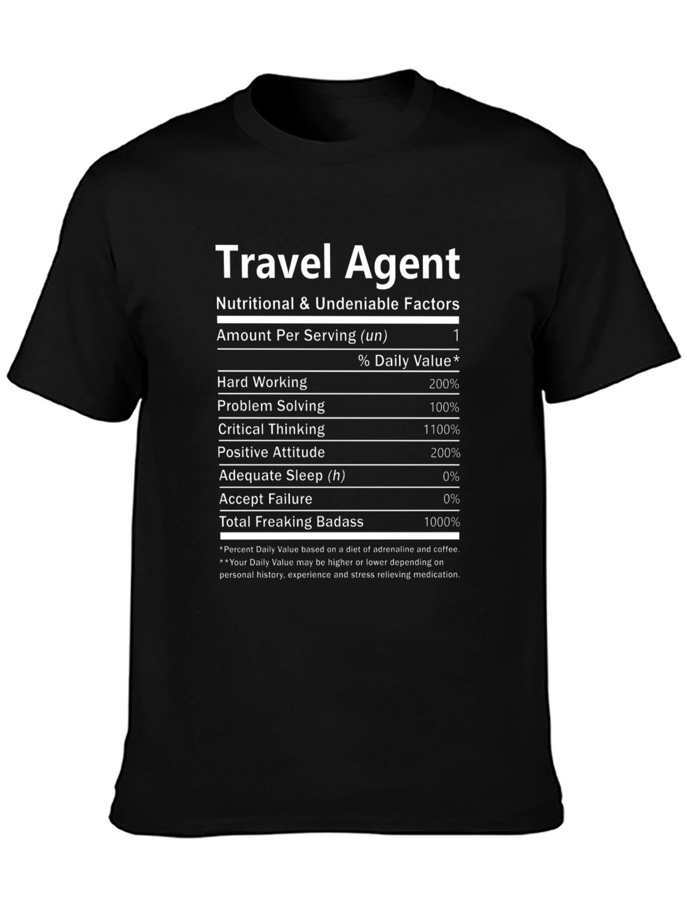 Travel Agent Nutritional Facts T-Shirt