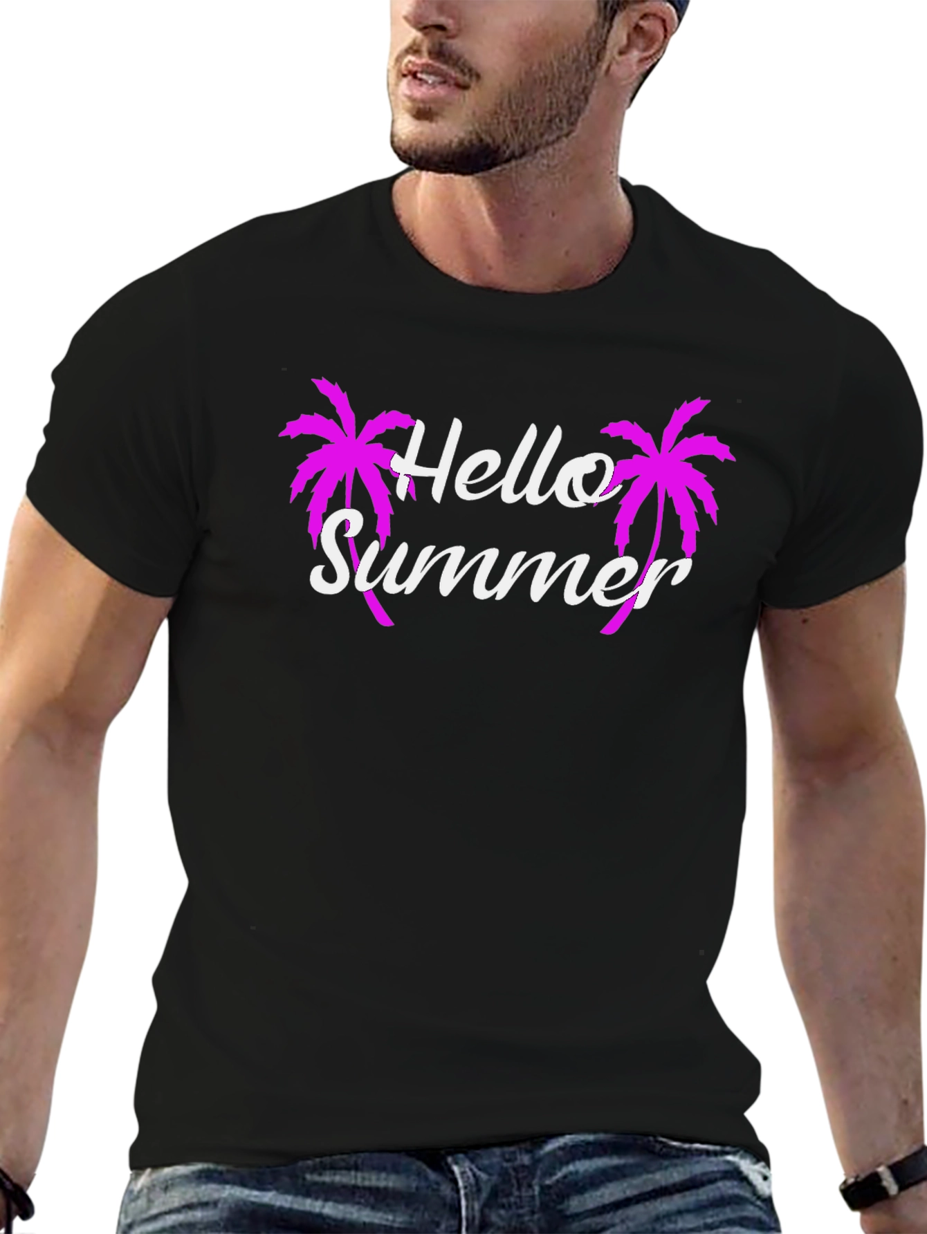 Hello Summer Palm Tree Graphic Tee