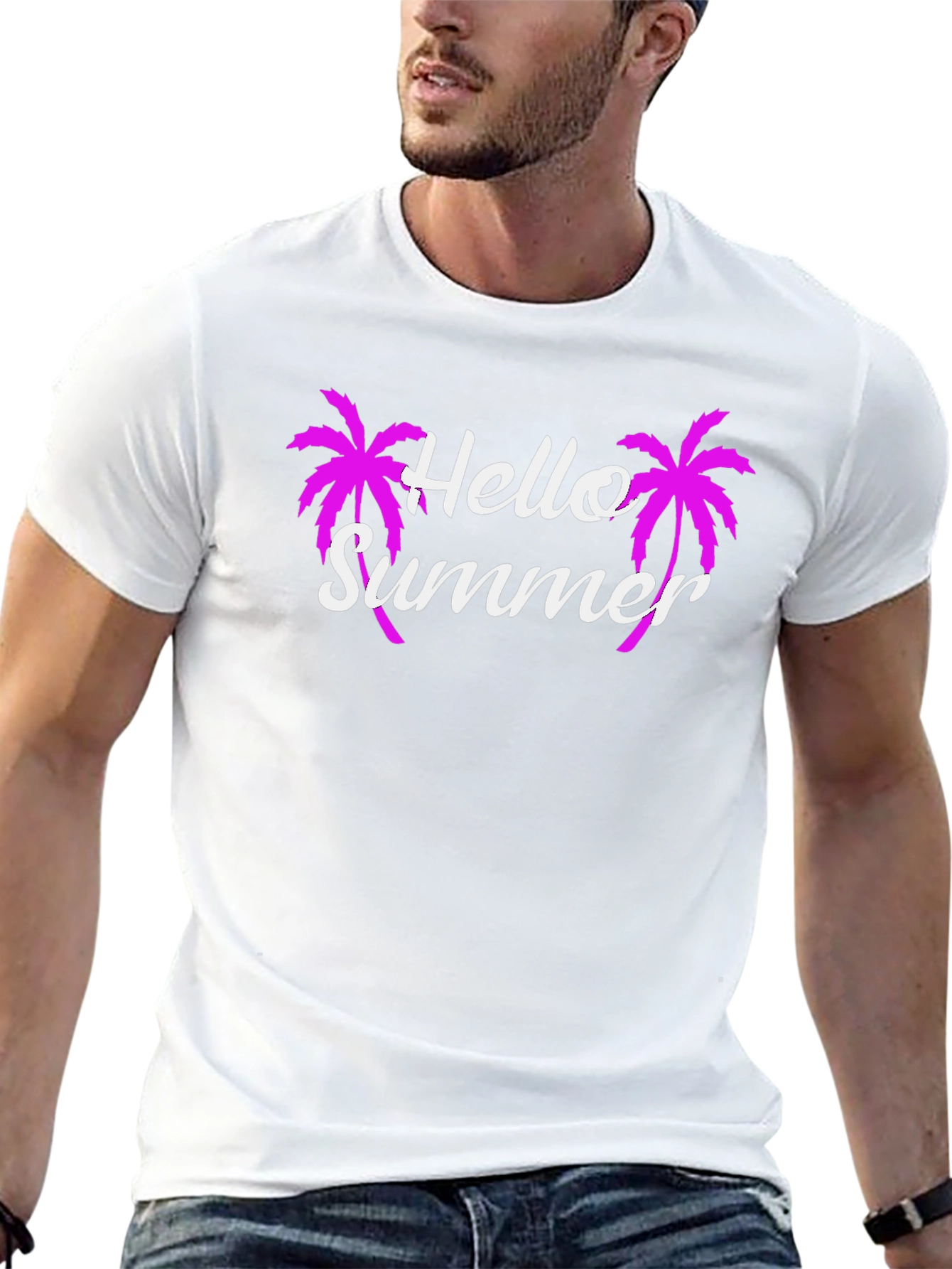 Hello Summer Palm Tree Graphic Tee