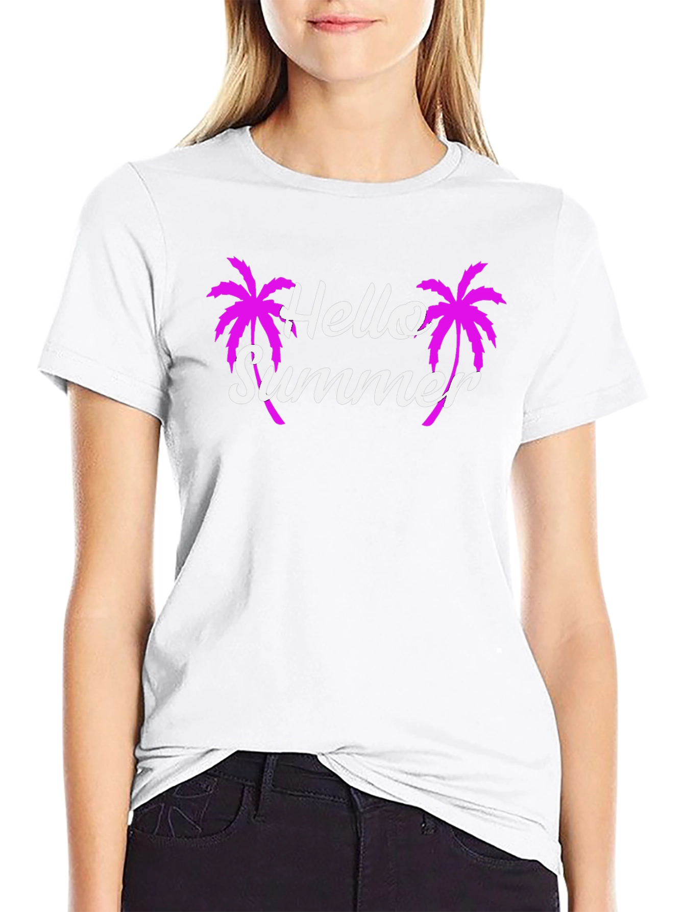 Hello Summer Palm Tree Graphic Tee