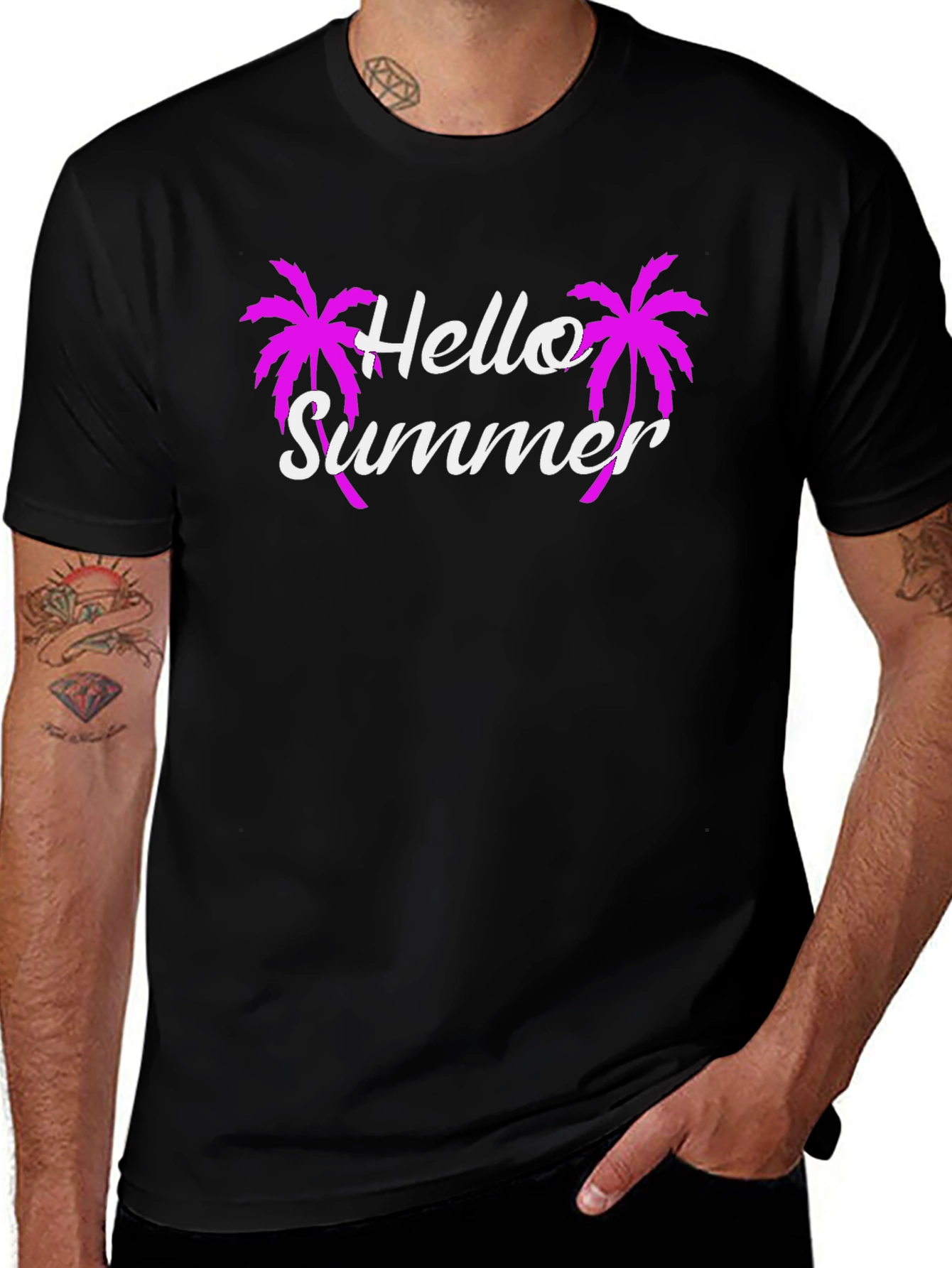Hello Summer Palm Tree Graphic Tee