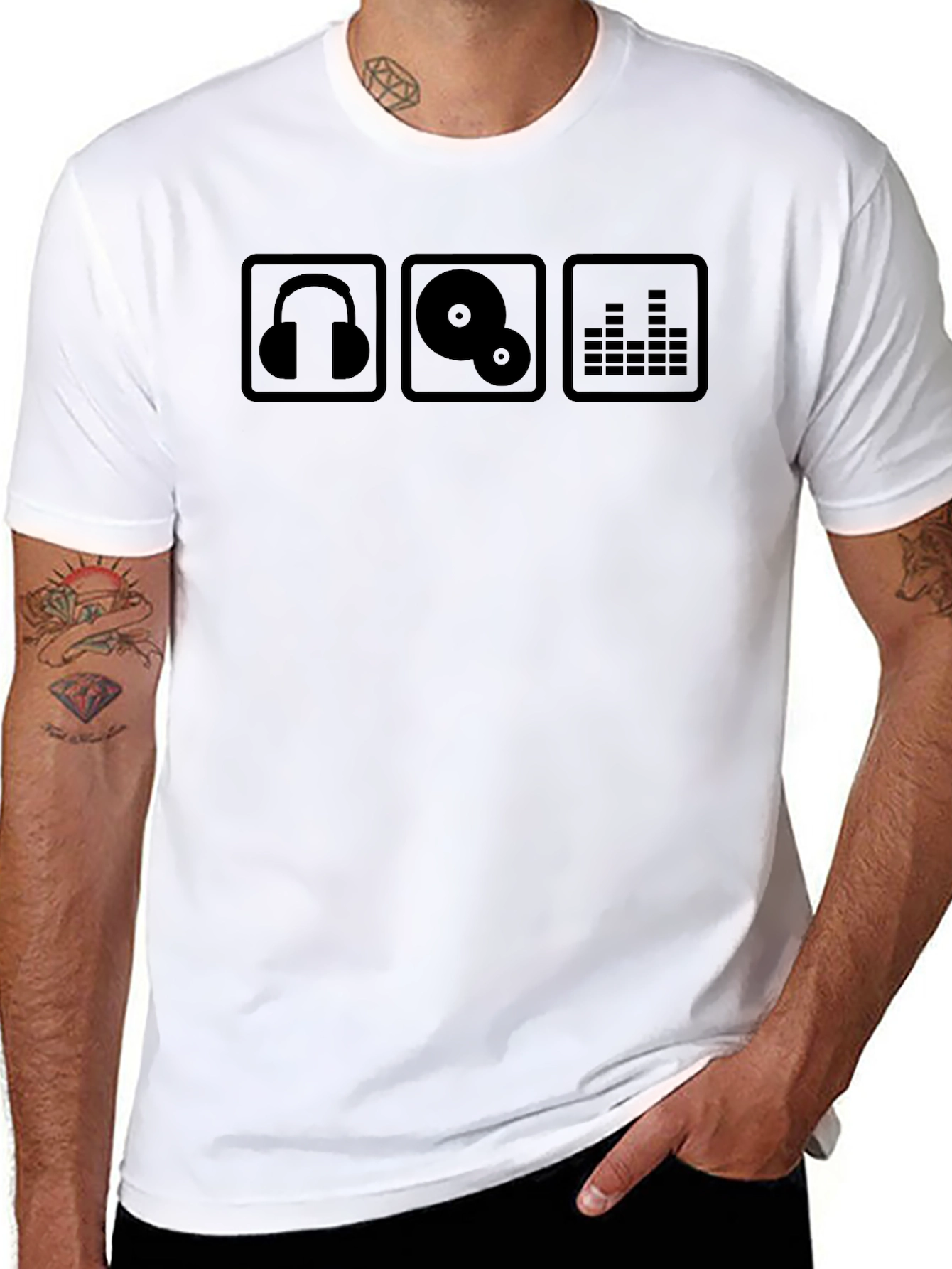 DJ Music Icons T-Shirt - Headphones Vinyl Equalizer
