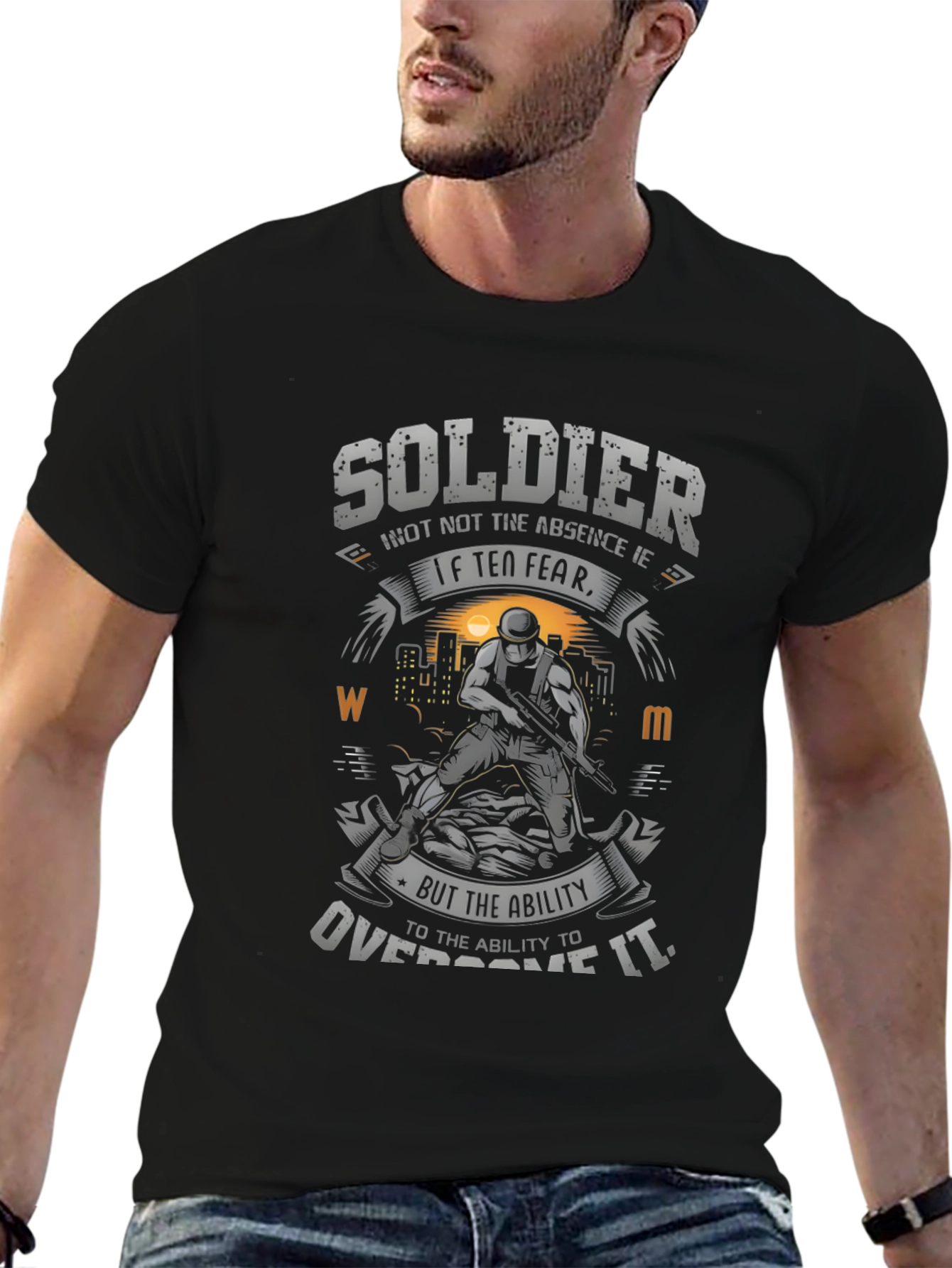 Soldier Graphic Print T-Shirt - Fear Overcome