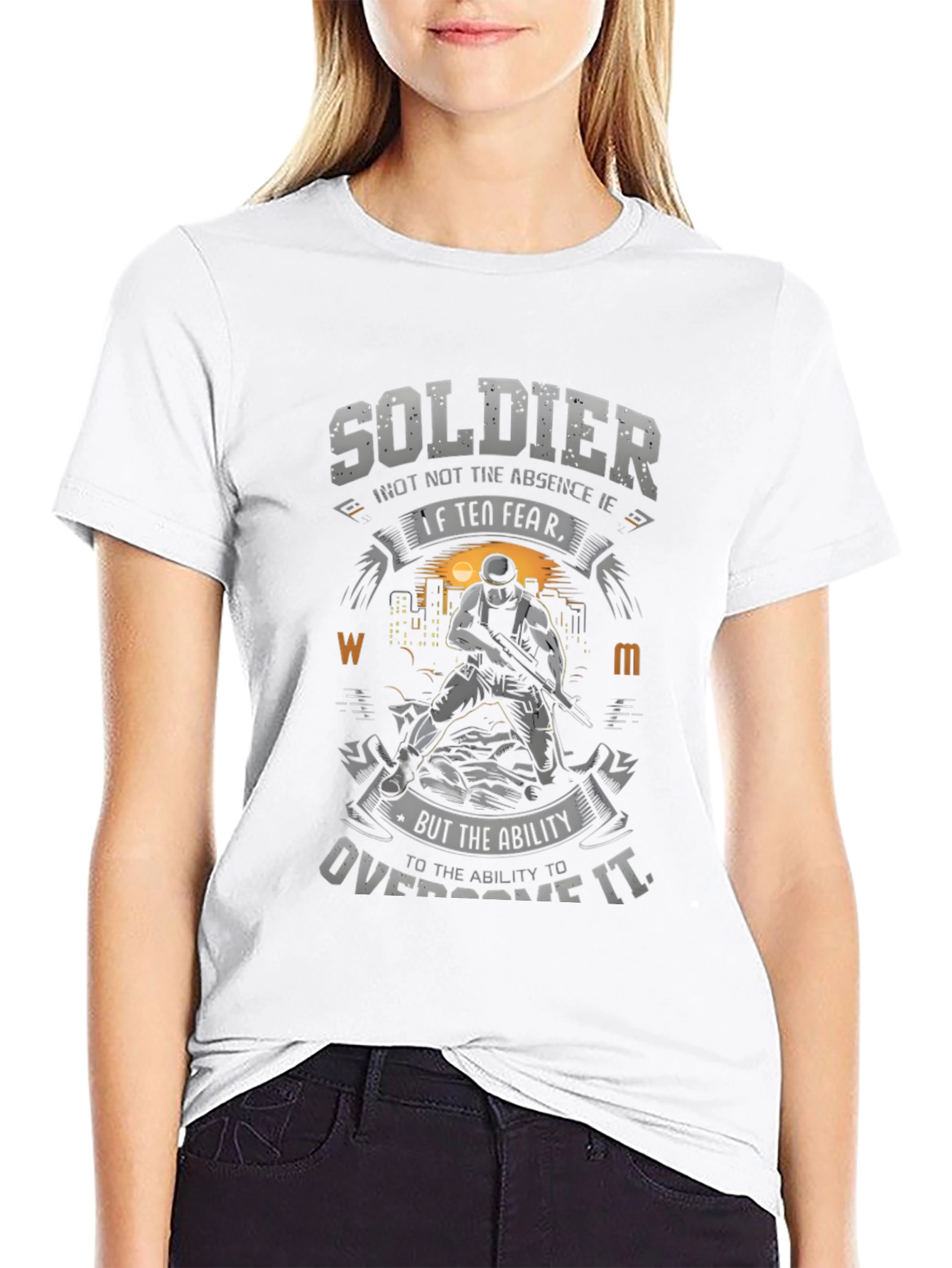 Soldier Graphic Print T-Shirt - Fear Overcome