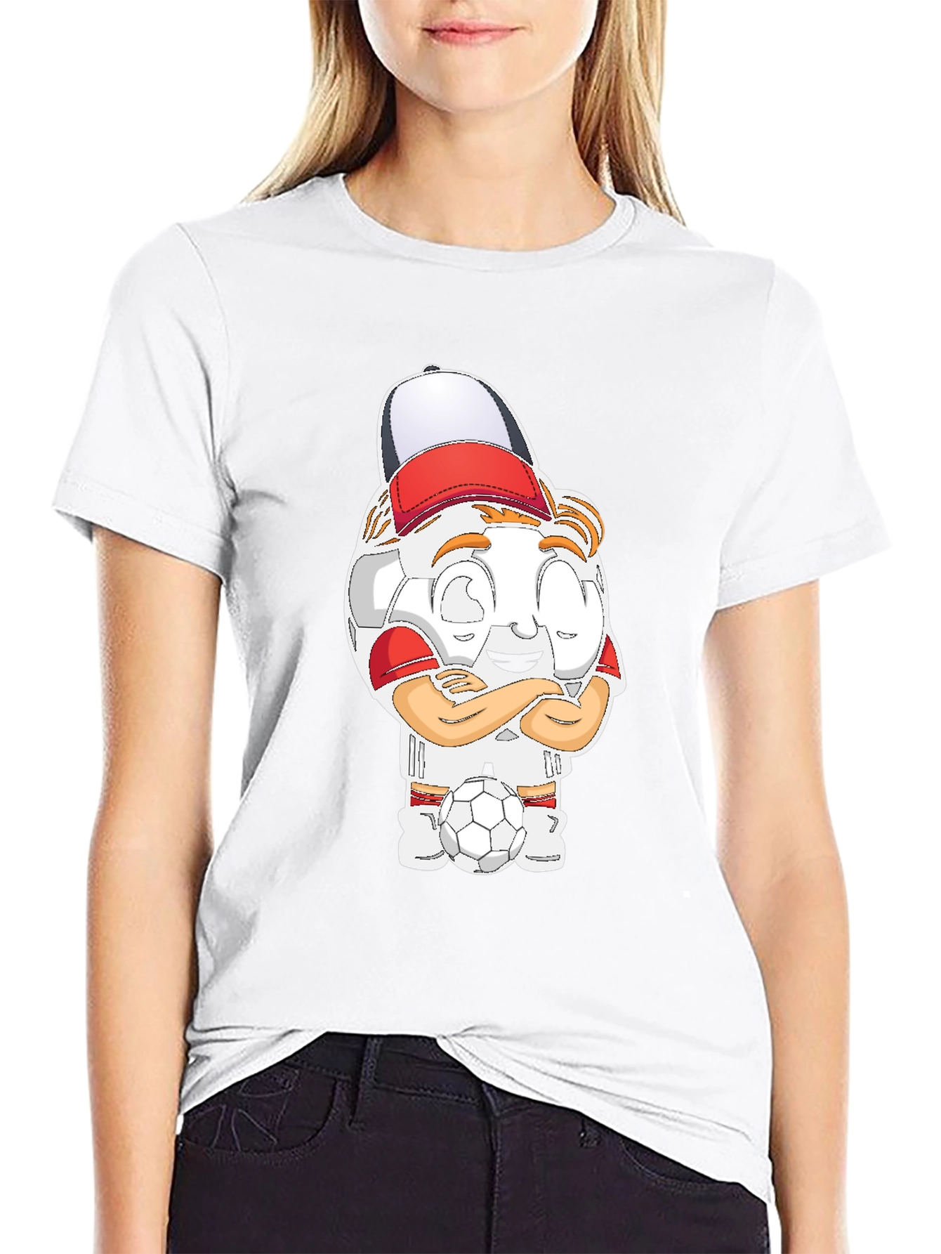 Soccer Cartoon Black T-Shirt