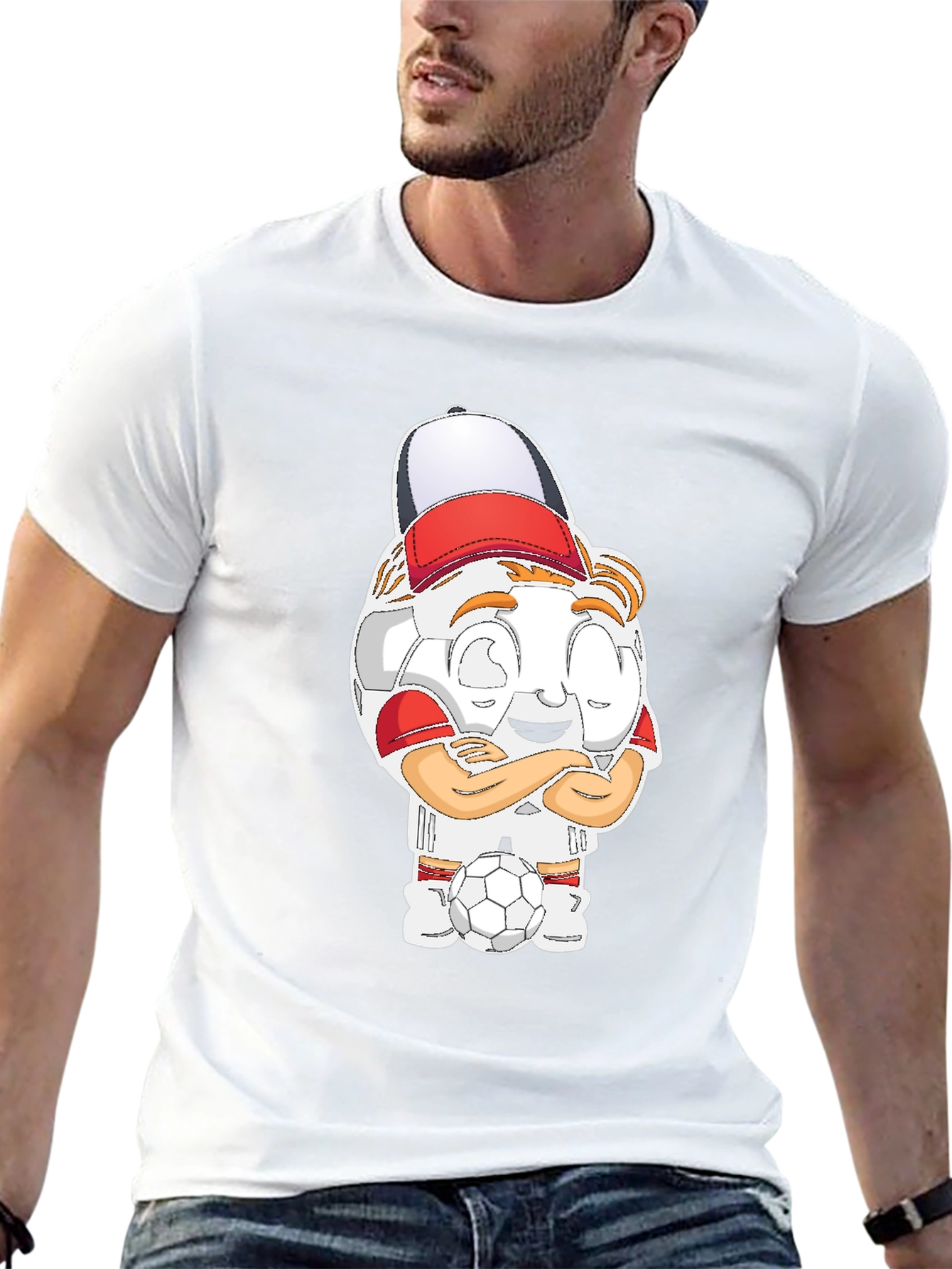 Soccer Cartoon Black T-Shirt