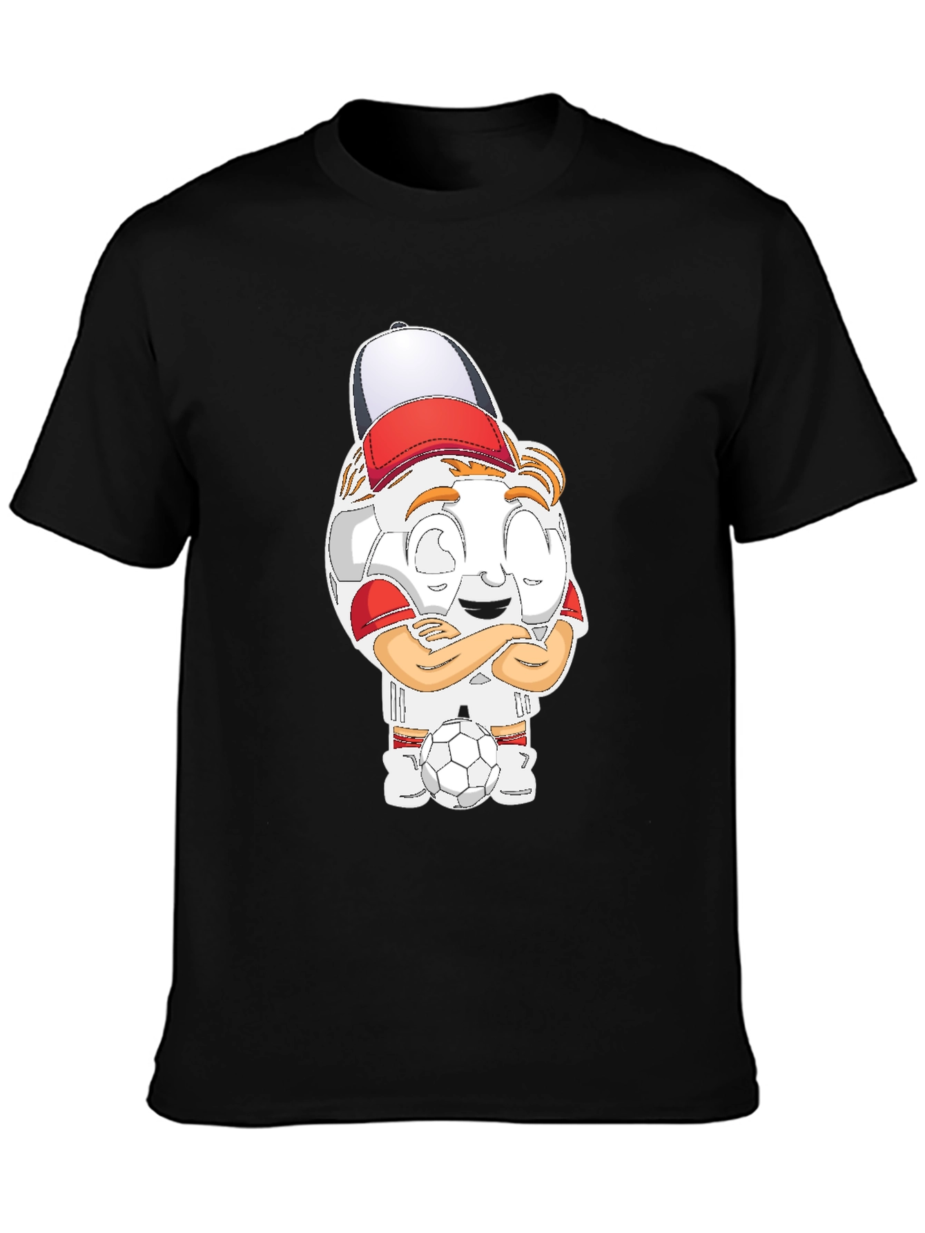 Soccer Cartoon Black T-Shirt