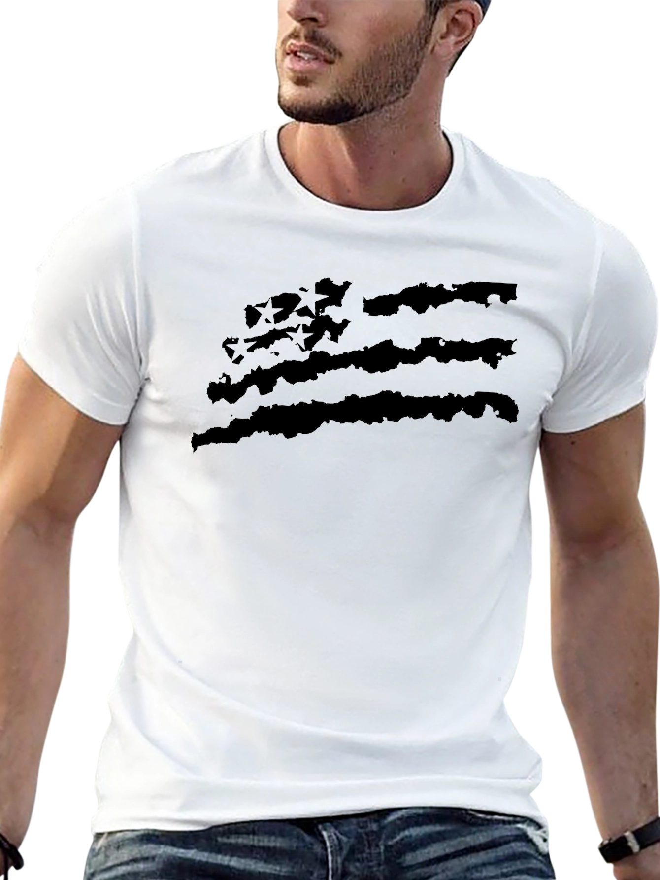 Distressed American Flag Black T-Shirt