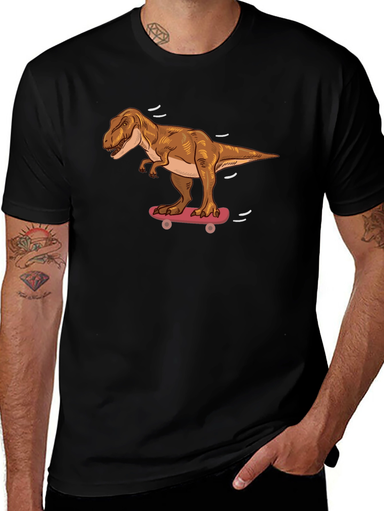 Dinosaur Skateboard T-Shirt - Cool Dino Graphic Tee