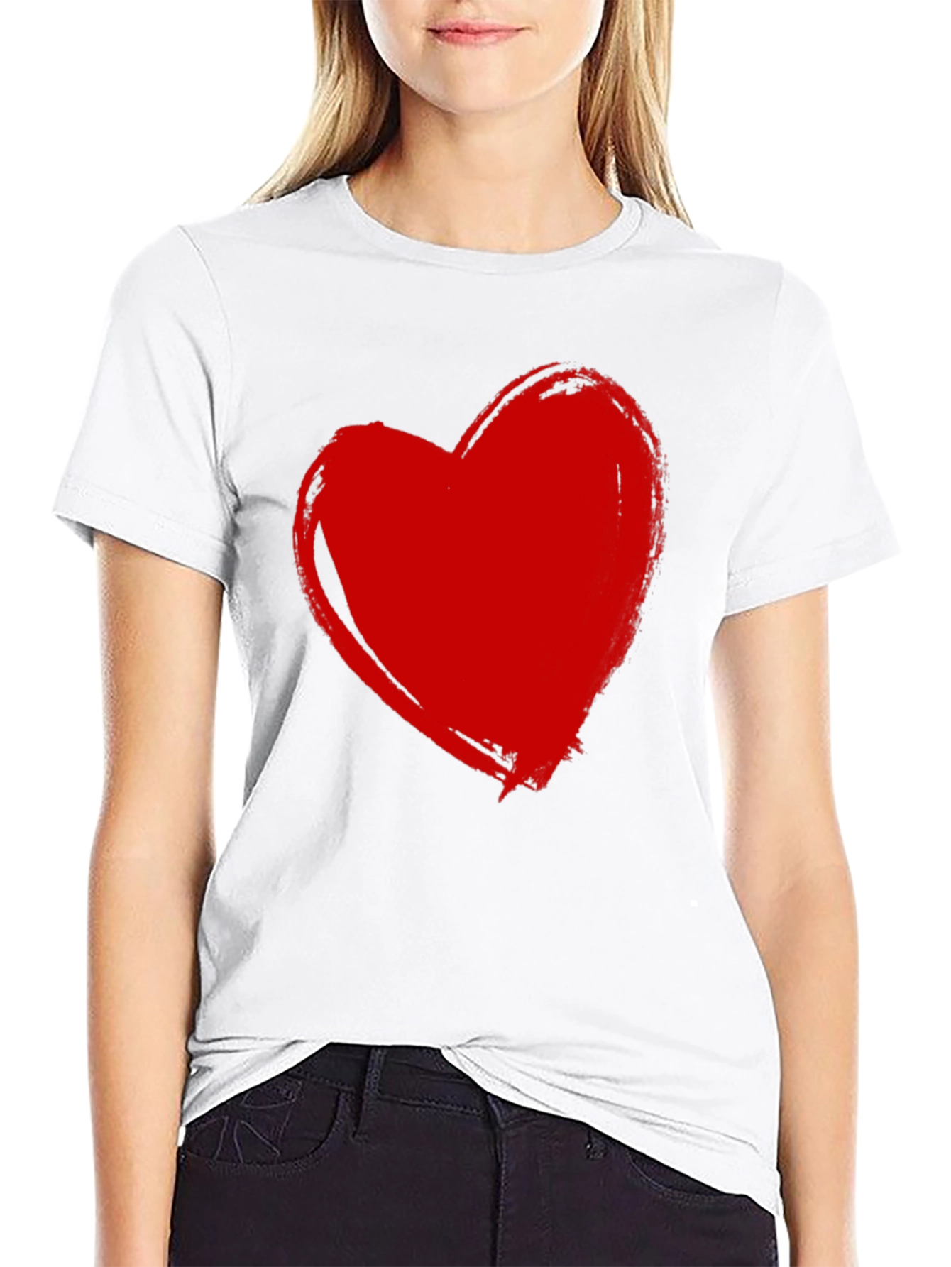 Red Heart Graphic Black T-Shirt