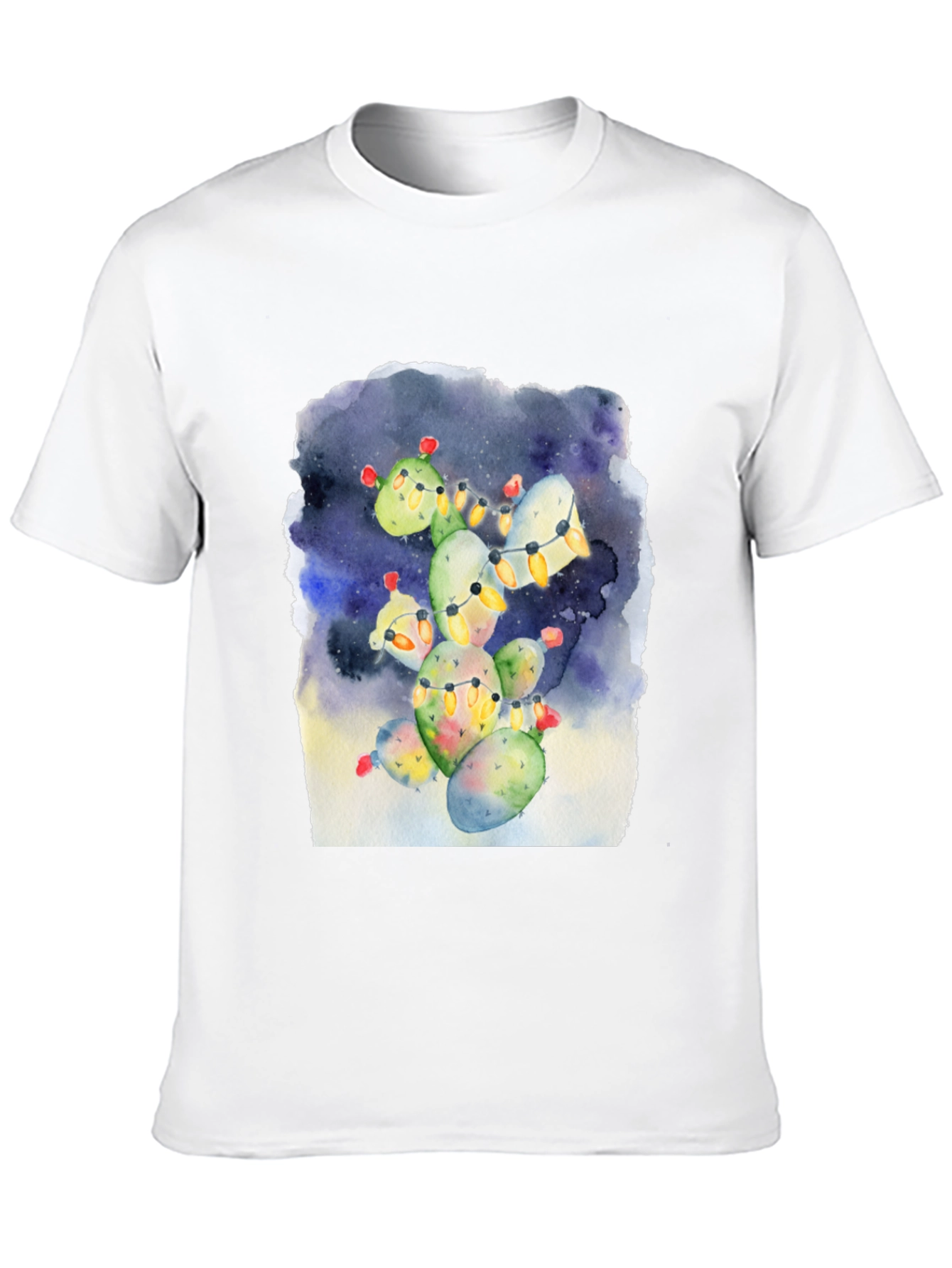 Festive Cactus Tee - Holiday Lights Design
