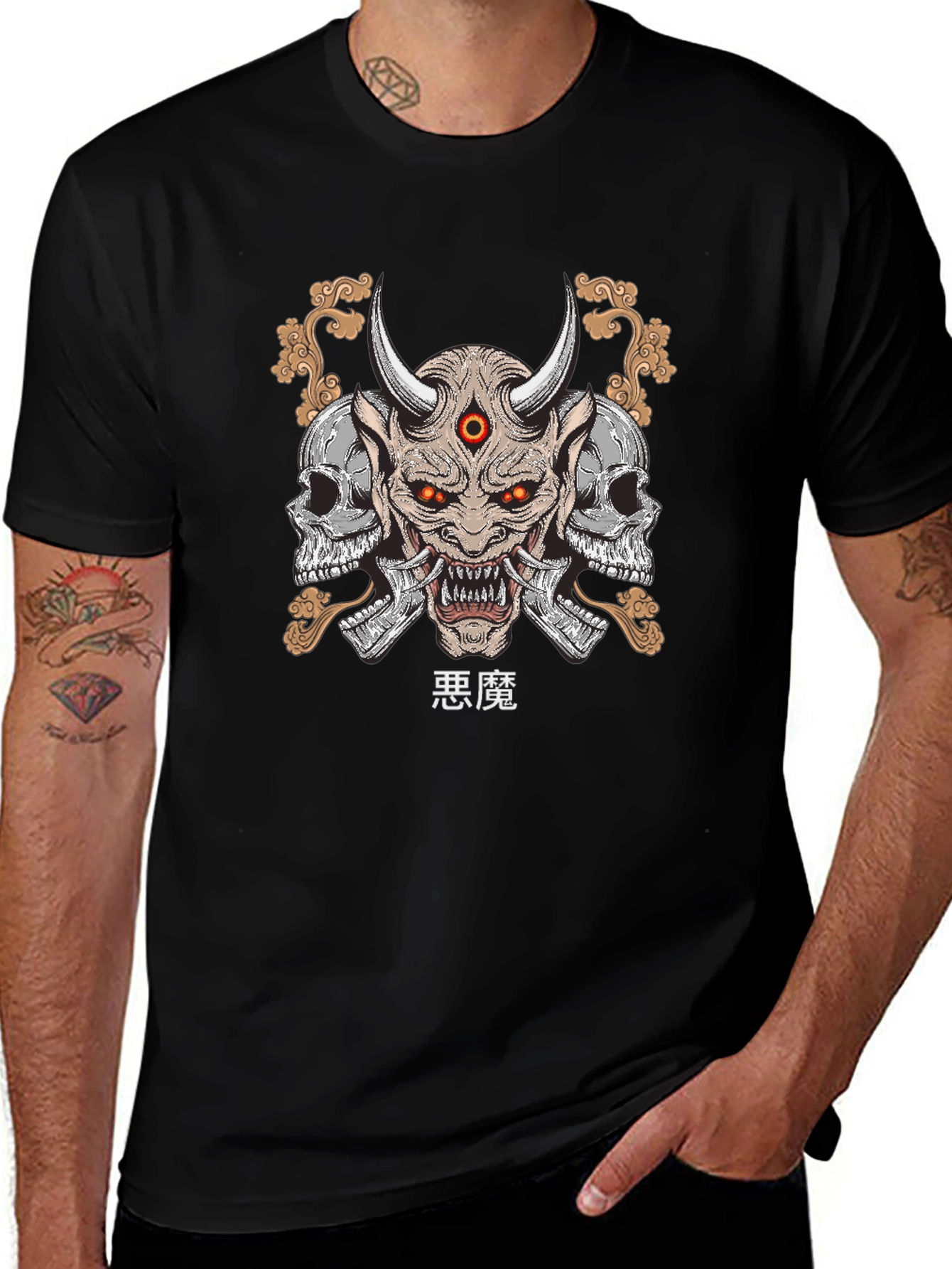 Demon Skull Graphic Print T-Shirt