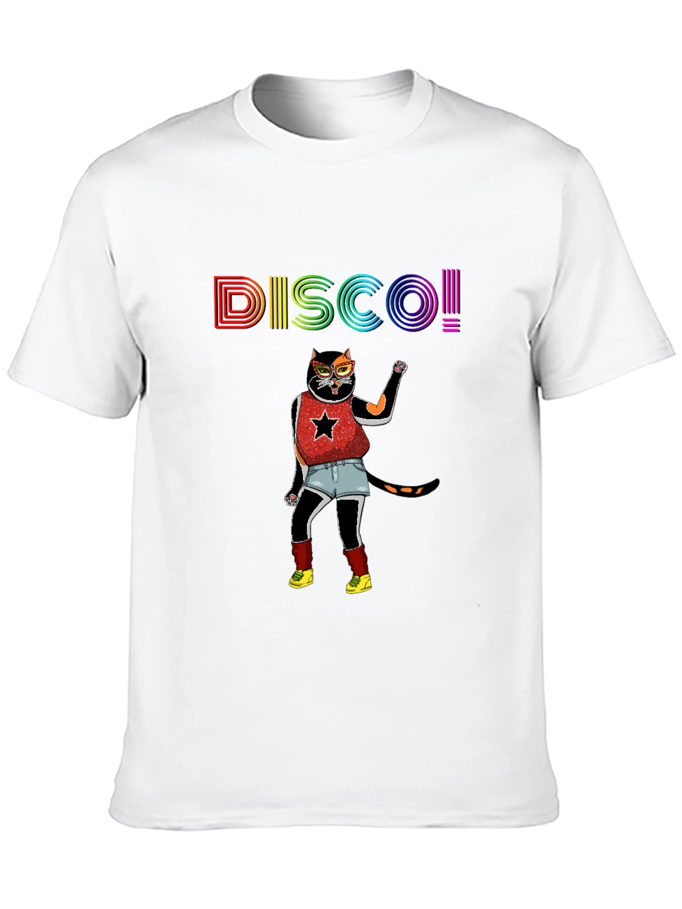 Disco Cat Graphic Tee - Black T-Shirt
