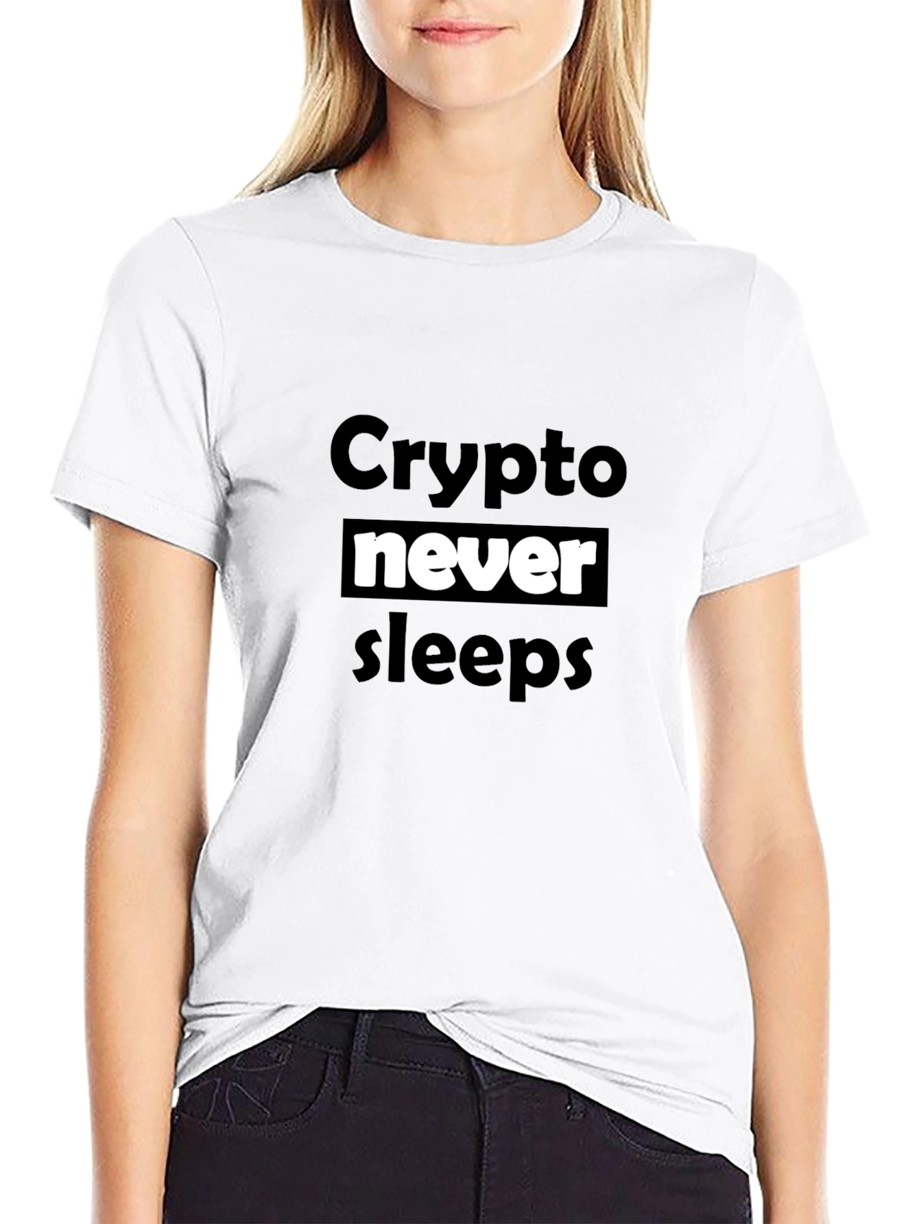 Crypto Never Sleeps Black T-Shirt