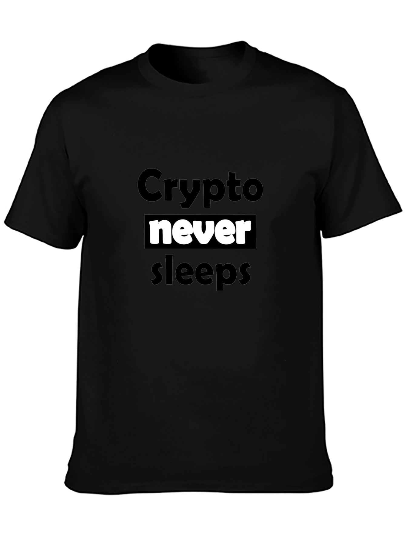 Crypto Never Sleeps Black T-Shirt
