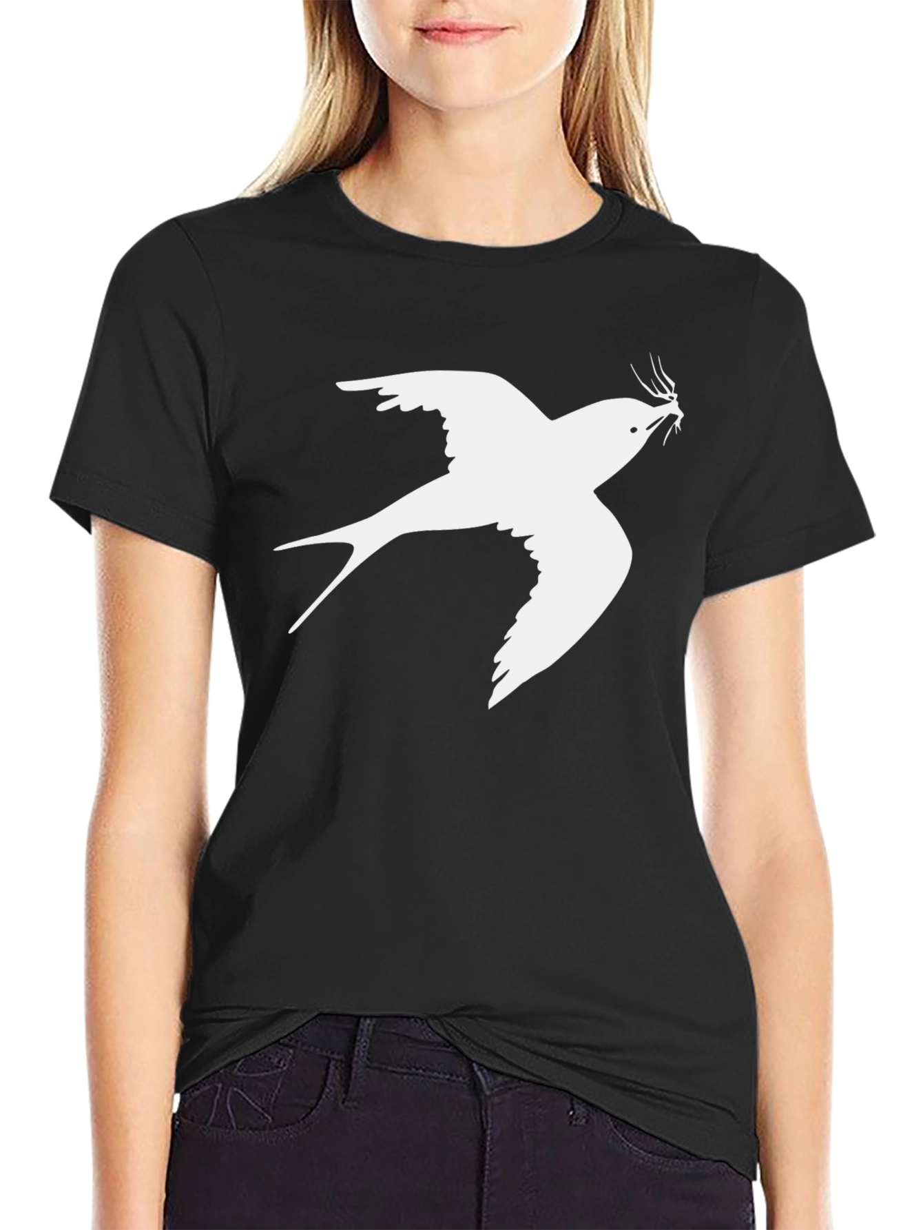 Swallow Print Mens Black T-Shirt