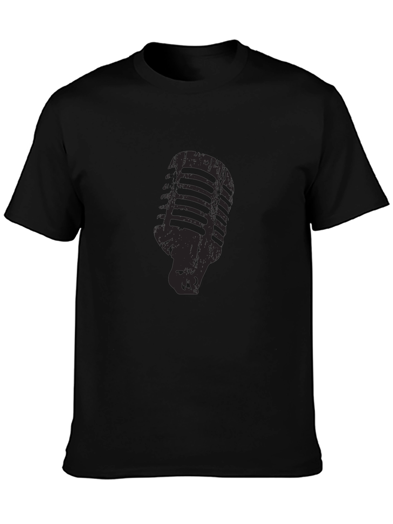 Retro Microphone Graphic Black T-Shirt