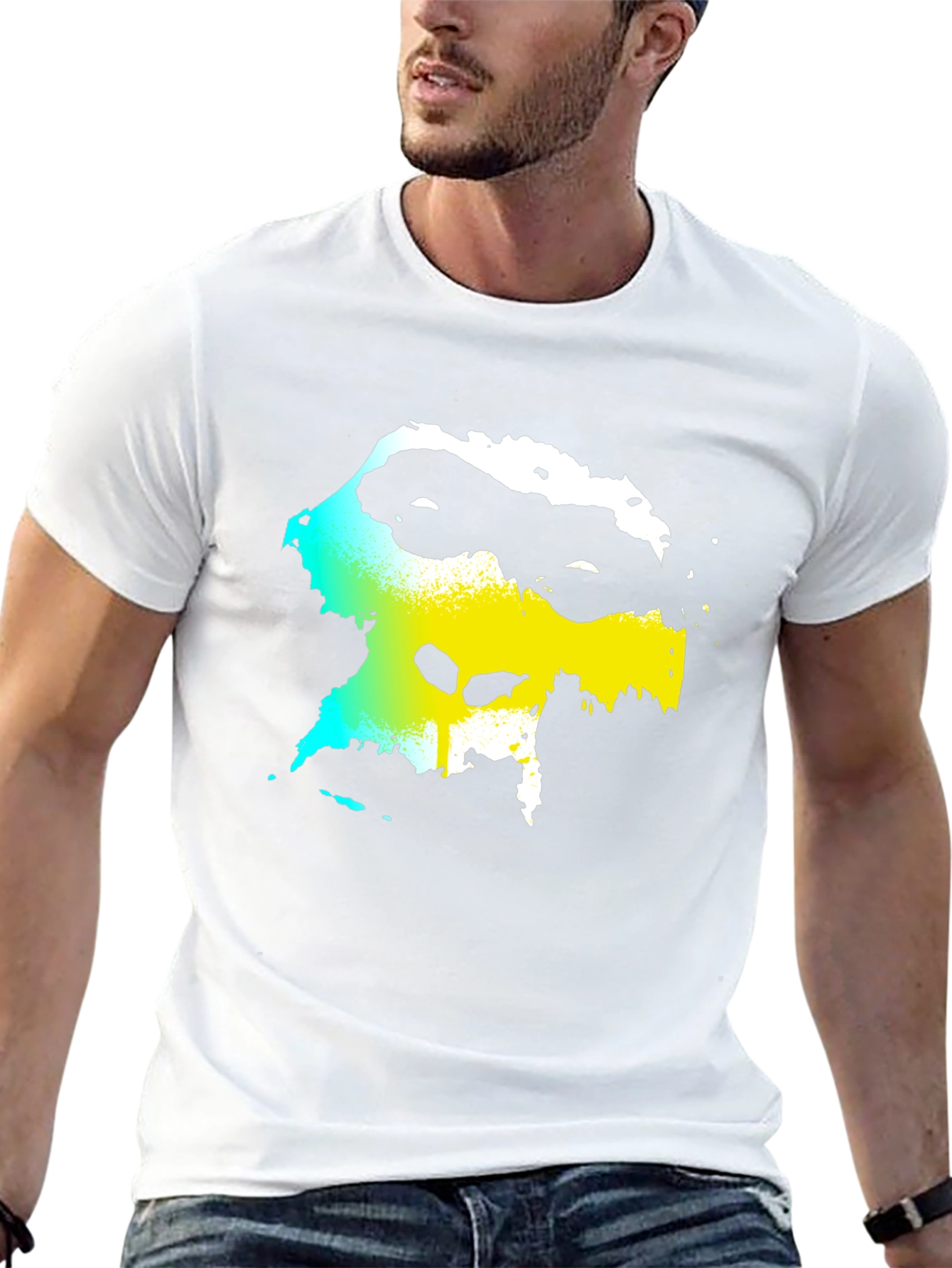 Abstract Face Graphic Black Tee