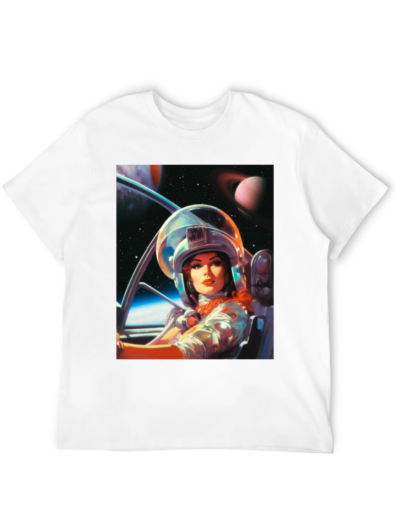 Retro Space Girl T-Shirt - Black