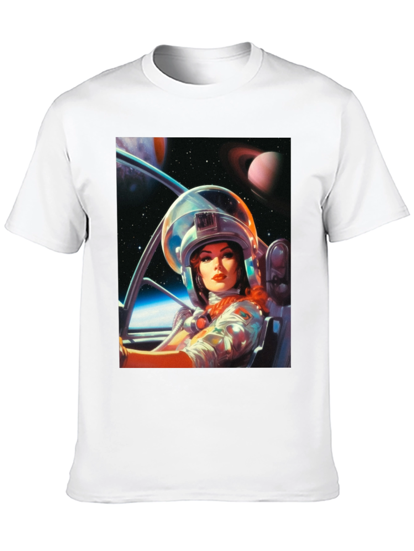 Retro Space Girl T-Shirt - Black