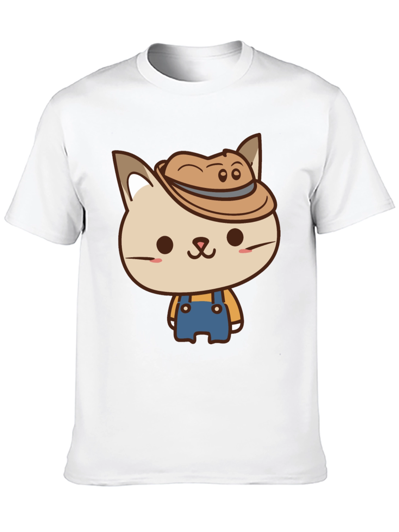 Cute Cat Farmer T-Shirt - Black