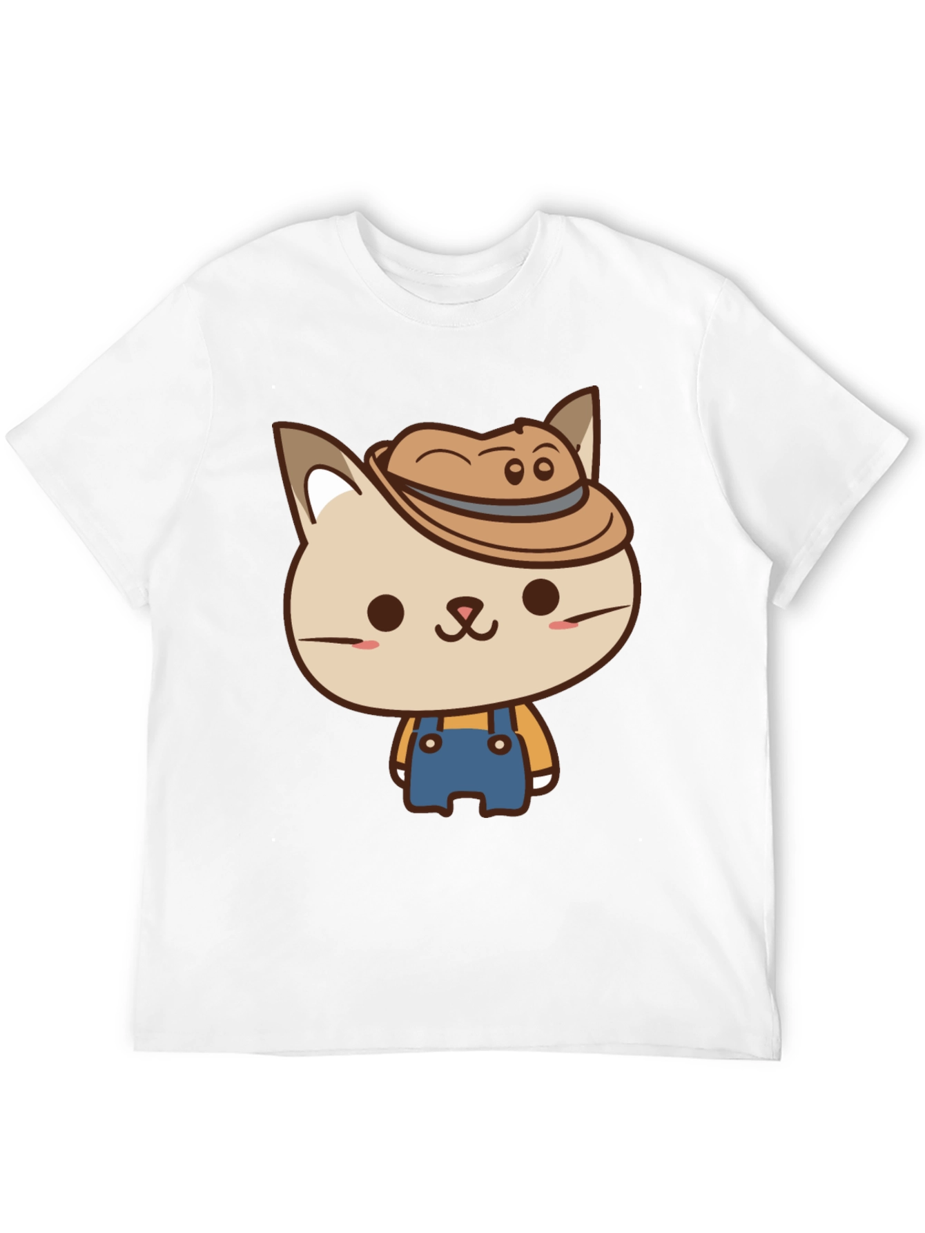 Cute Cat Farmer T-Shirt - Black